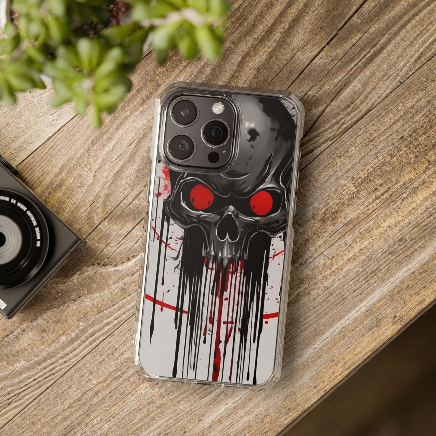 Edgy Skull Design Phone Case, Unique Protective Case, Magnetic Impact Case, Halloween Gift, Skull Lover Accessory