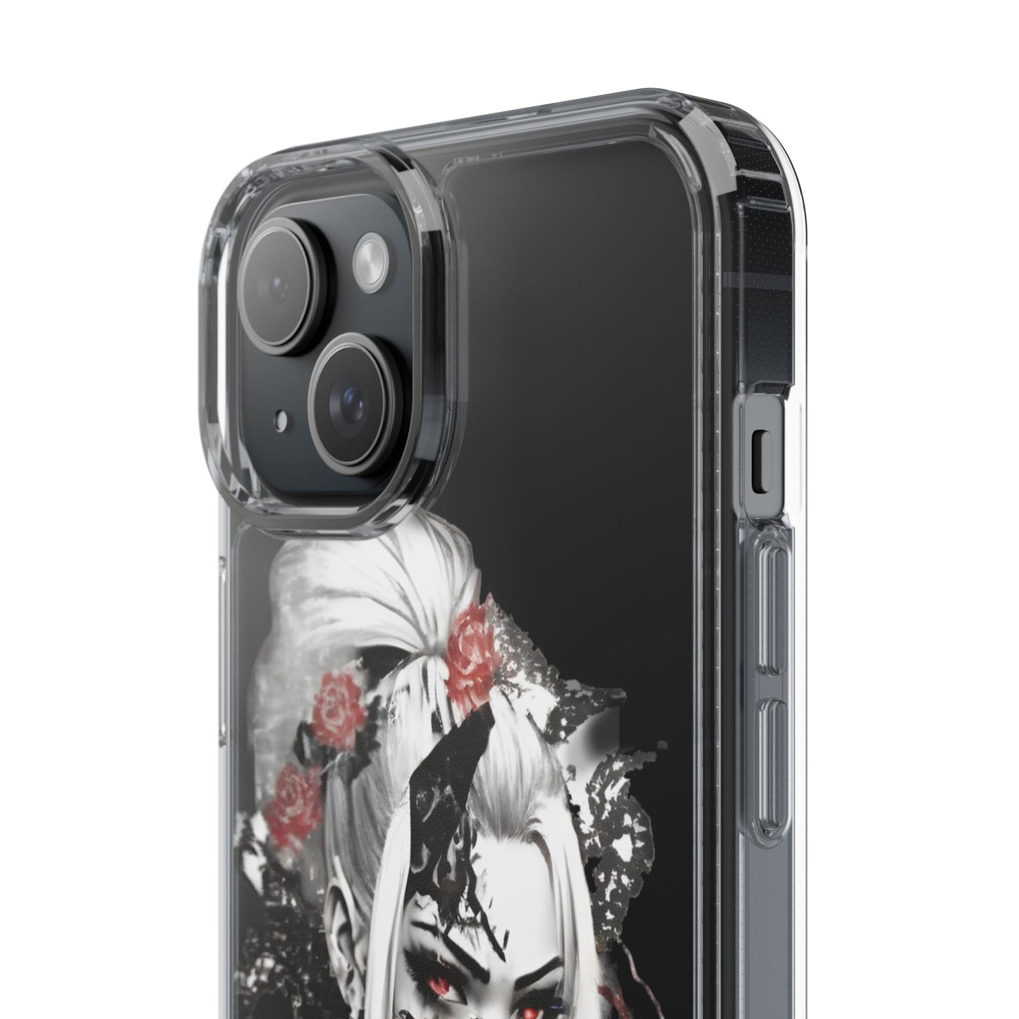 Artistic Clear Phone Case with Floral Design