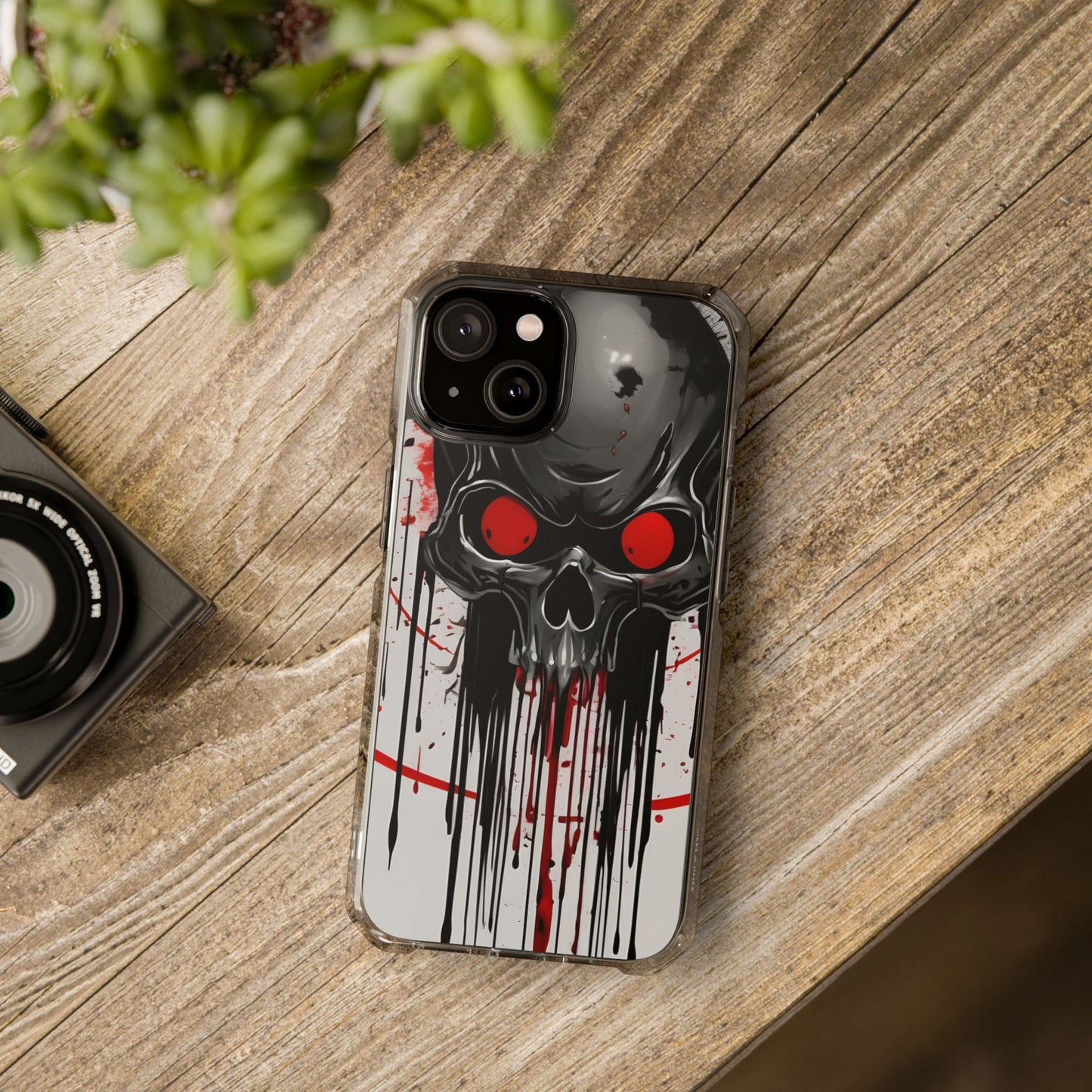 Edgy Skull Design Phone Case, Unique Protective Case, Magnetic Impact Case, Halloween Gift, Skull Lover Accessory