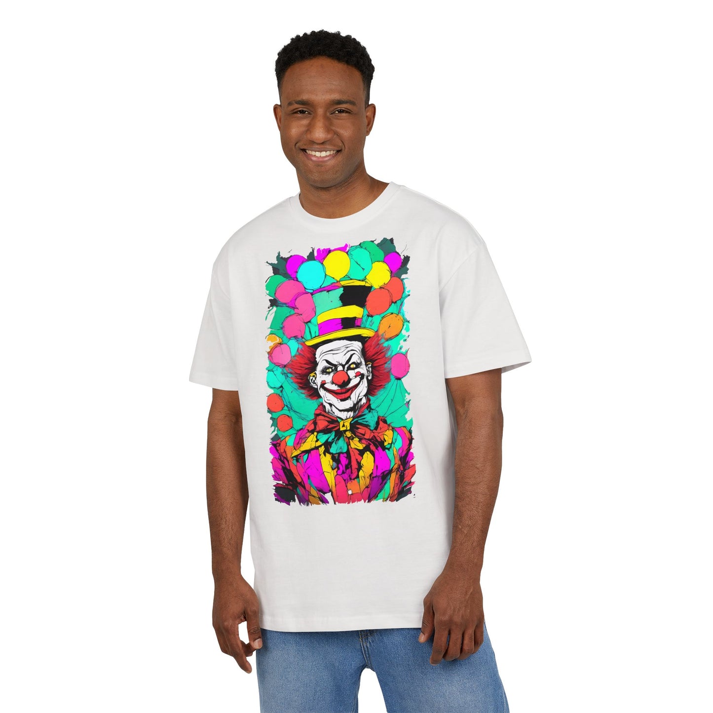 Colorful Clown Graphic Unisex Oversize Tee | Fun Wear, Festival Outfit, Circus Theme, Unique Gift, Statement Shirt