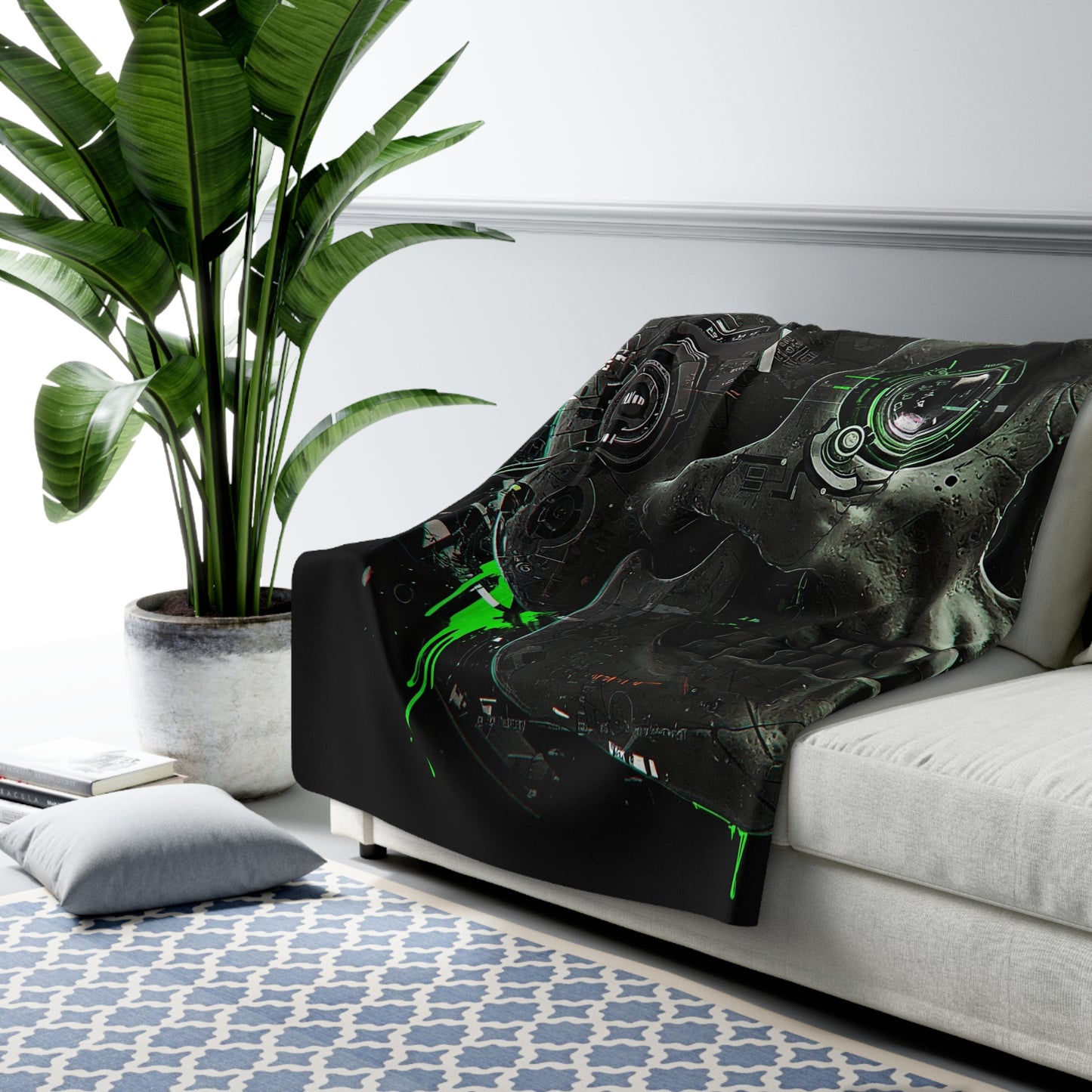 Gamer Skull Sherpa Fleece Blanket - Cozy & Stylish for Nerds