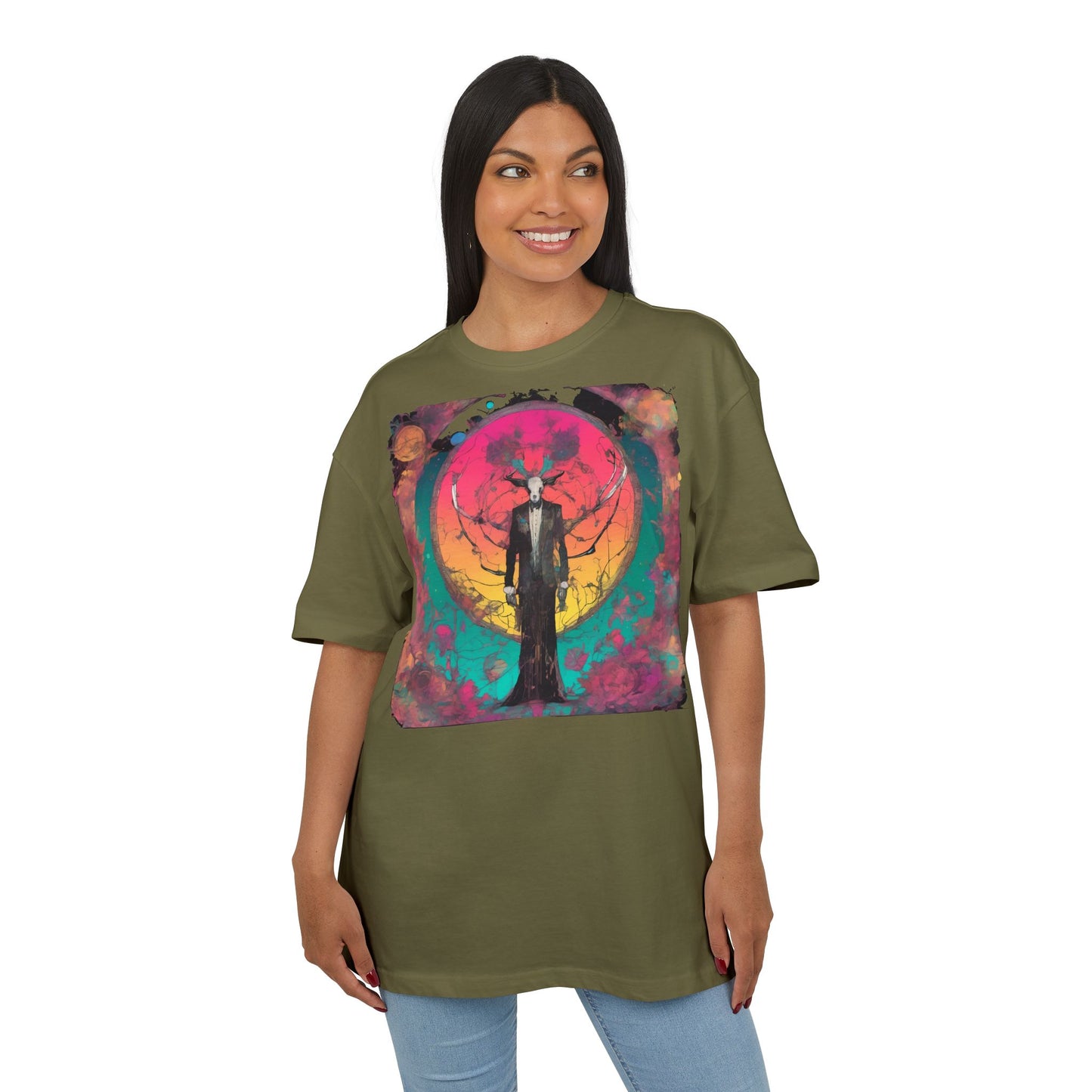Vibrant Artistic Oversize Tee - Unisex Heavyweight T-Shirt, Bohemian Style, Gift for Art Lovers, Festival Wear, Casual Chic