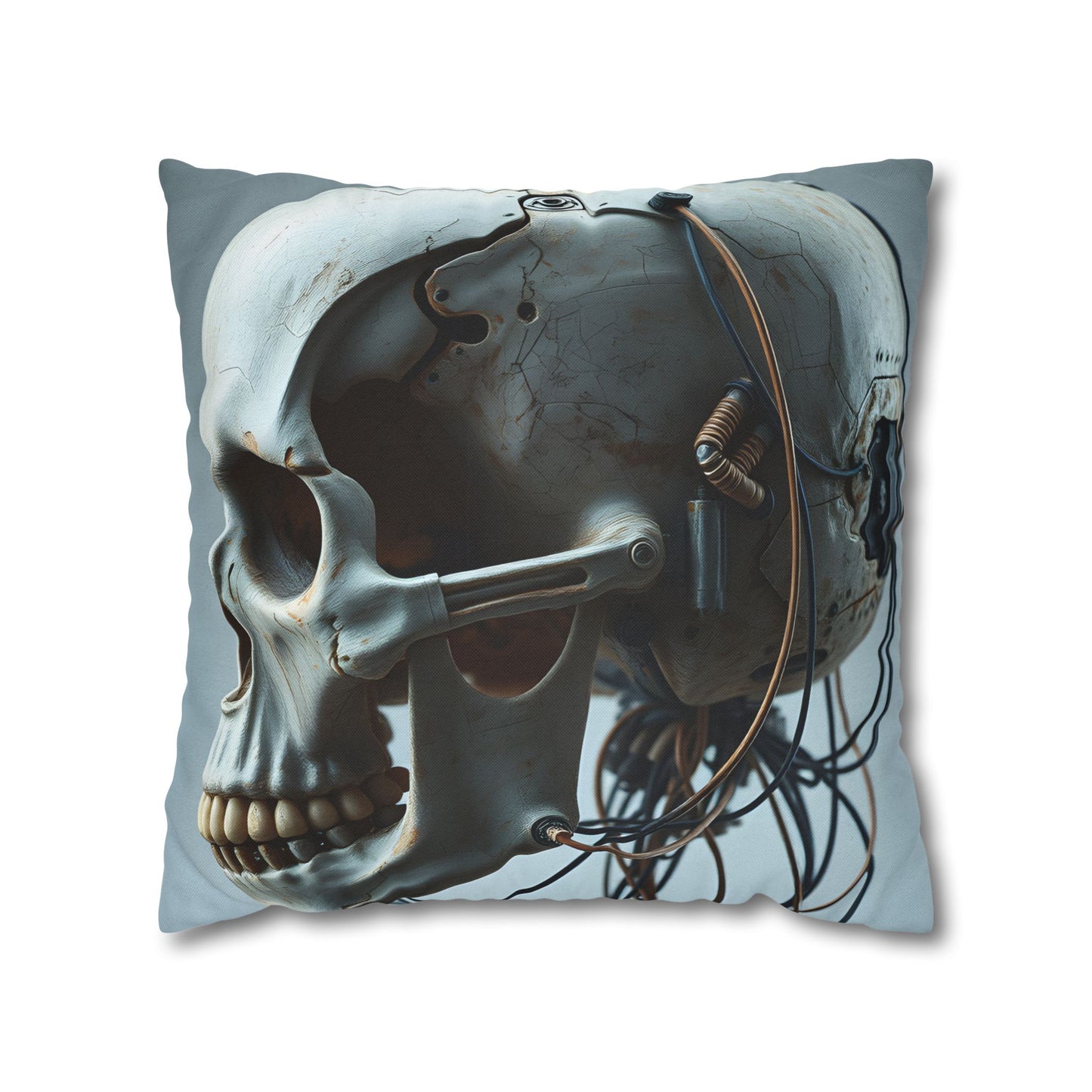 Square Pillowcase Futuristic Edge Skull Design Pillowcase