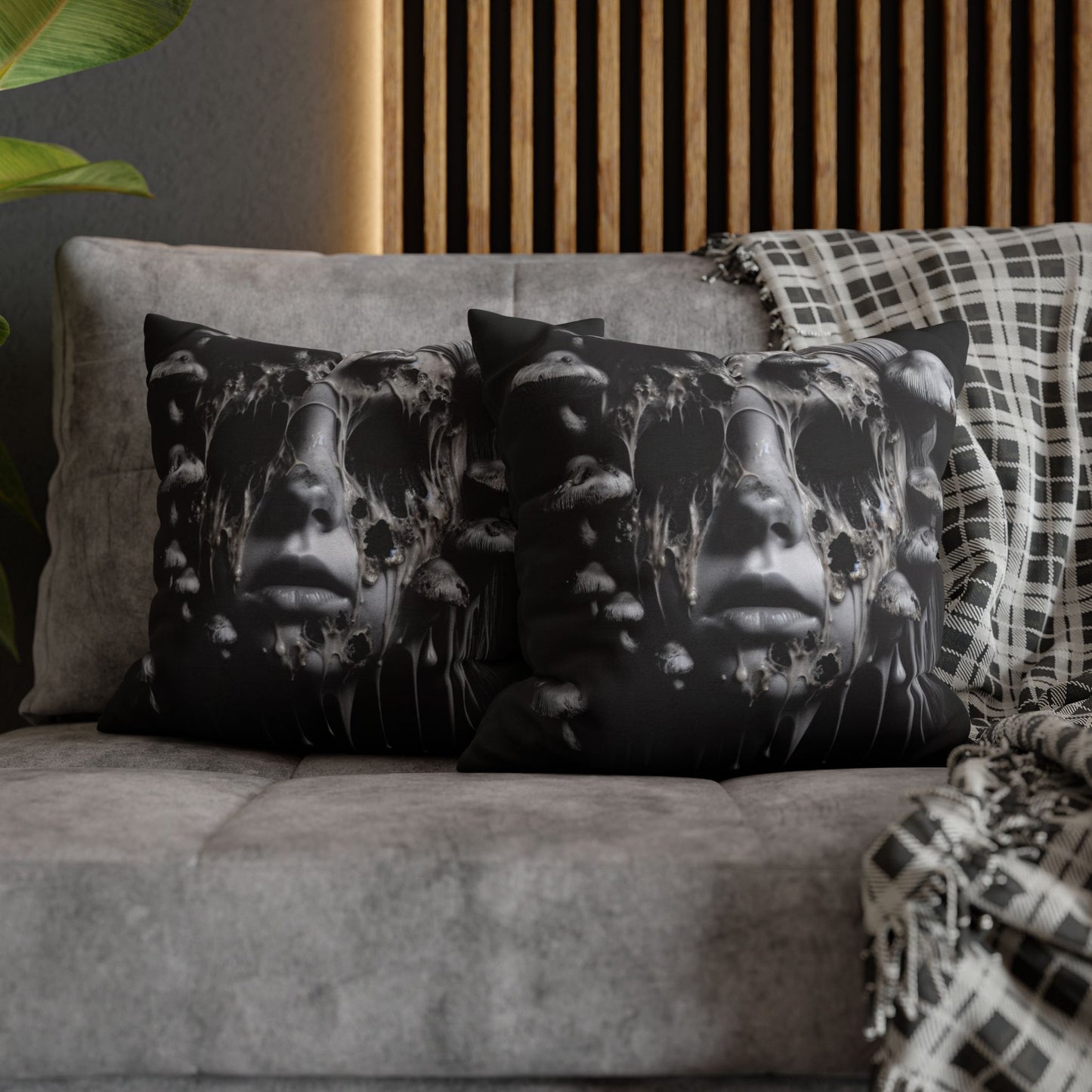 Dark Art Decorative Pillowcase, Gothic Home Decor, Statement Cushion Cover, Unique Gift for Art Lovers, Halloween Decor