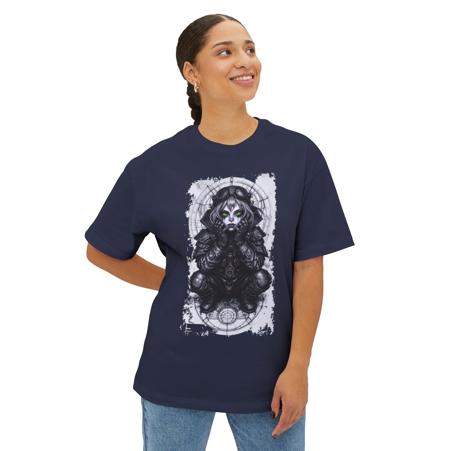 Gothic Graphic Unisex Boxy Tee - Oversized White T-Shirt for Alternative Fashion, Casual Wear, Gift for Festivals, Streetwear