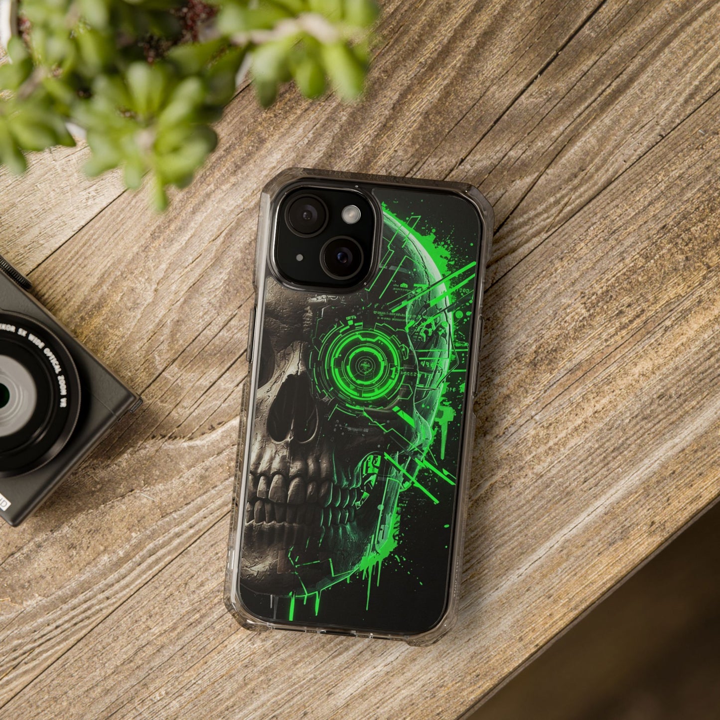Skull Graphic Phone Case - Magnetic Clear Impact Cases, Skull Design, Unique Phone Protection, Edgy Gift for Tech Lovers