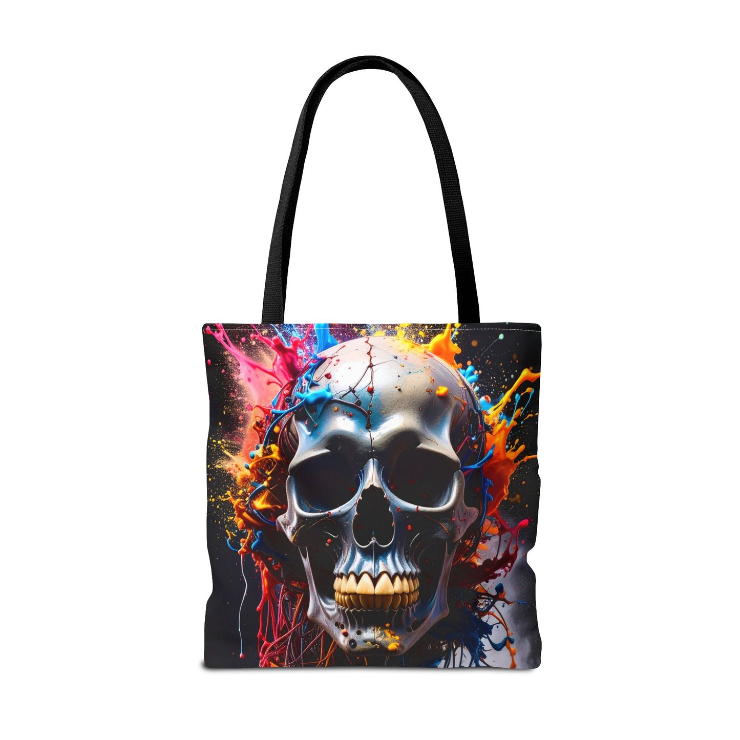 Vibrant Skull Tote Bag, Artistic Reusable Bag, Eco-Friendly Shopping Tote, Perfect Gift for Halloween, Gothic Style