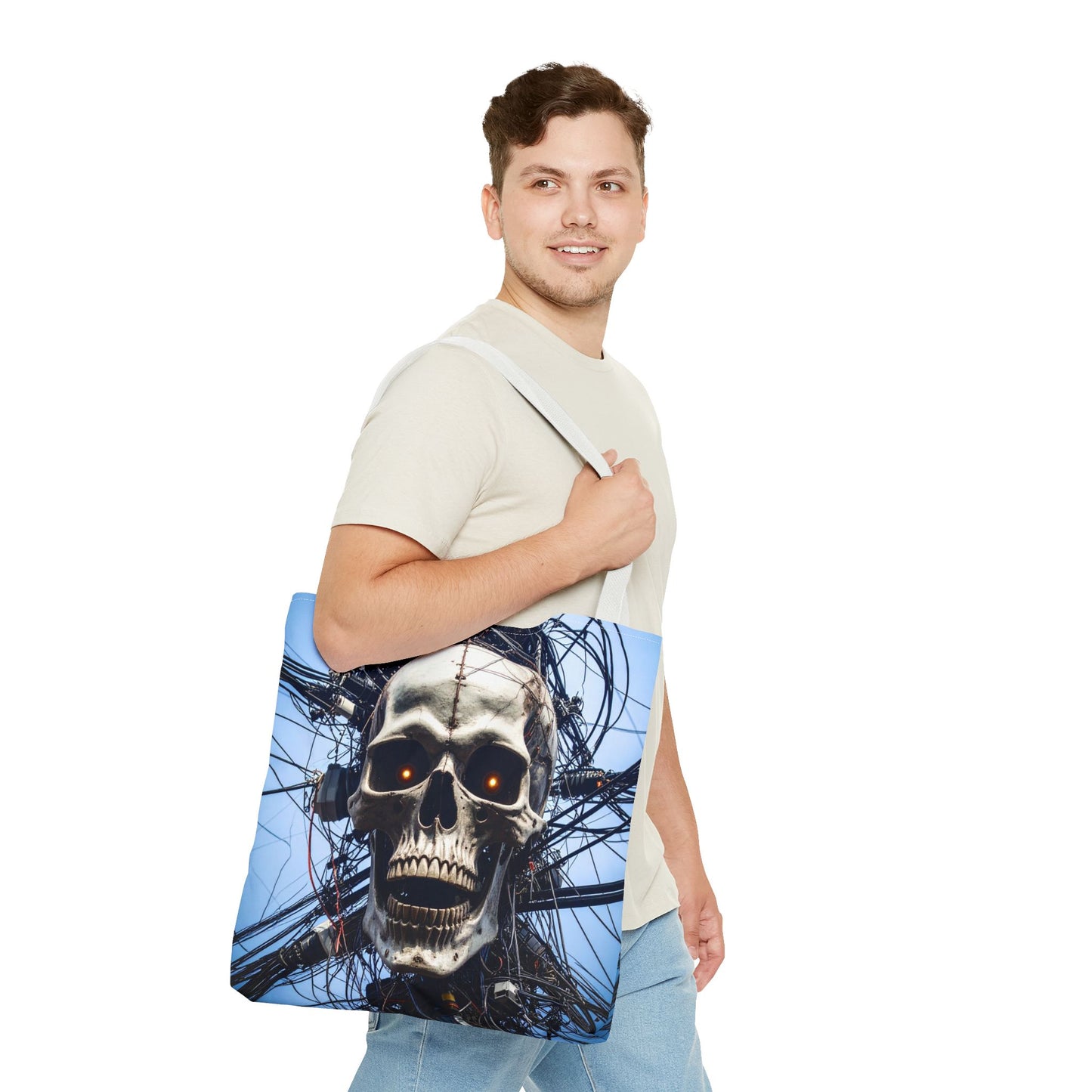 Gothic Skull Tote Bag, Gift for Halloween, Edgy Fashion Accessory, Unique Shopping Bag, Cool Graphic Reusable Tote