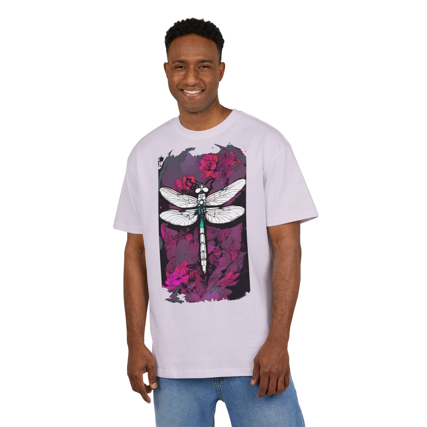Dragonfly Art Unisex Heavy Oversize Tee, Nature Lover Shirt, Gift for Her, Artistic Tee, Summer Fashion, Relaxed Fit Clothing