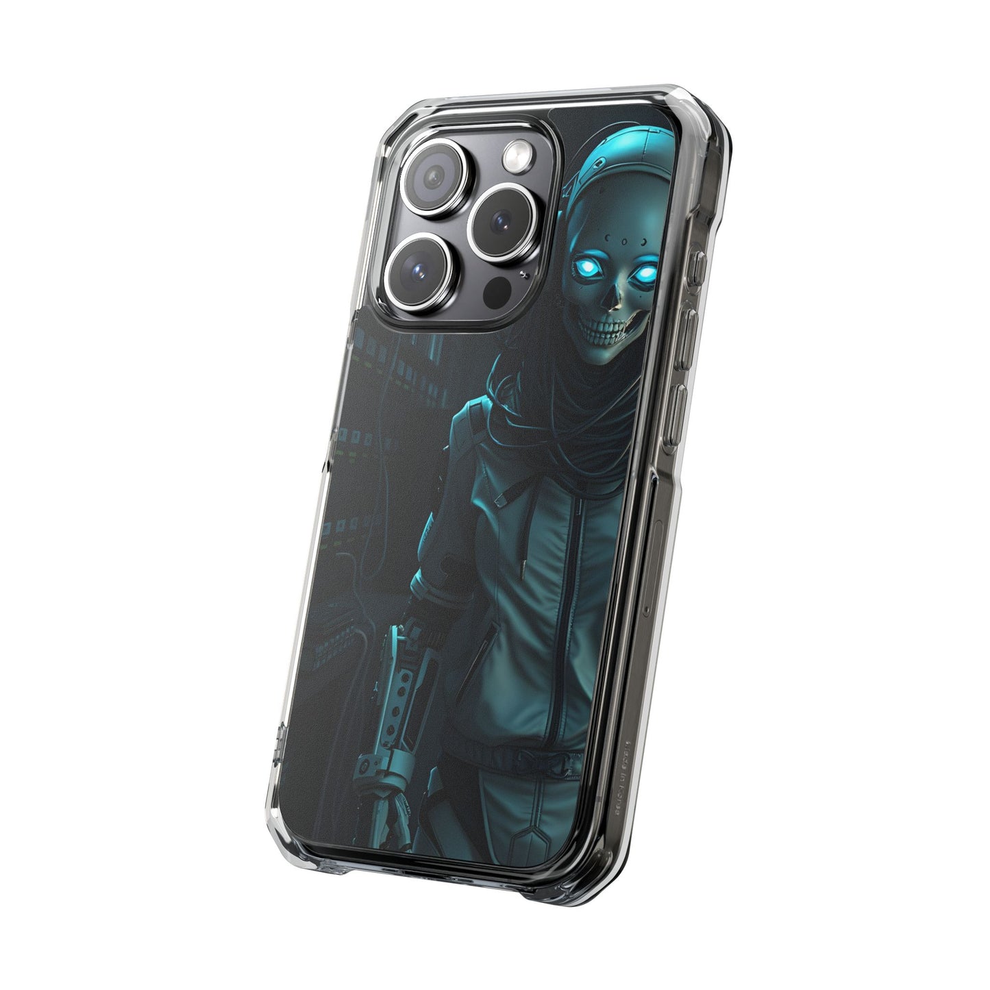 Futuristic Robot Phone Case, Magnetic Clear Impact Case, Unique Gift for Tech Lovers, Protective Smartphone Accessory, Cyberpunk Style