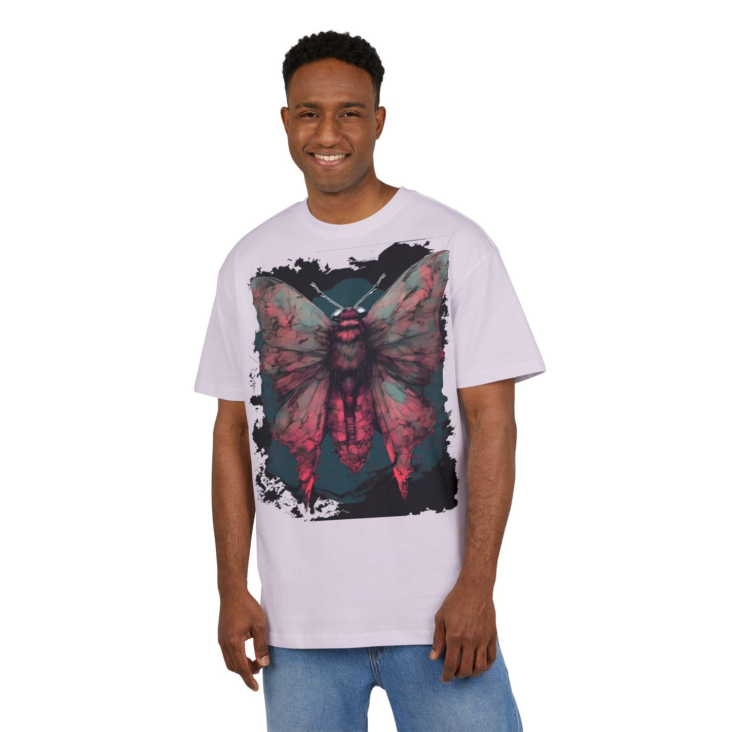 Aesthetic Moth Graphic Oversize Tee, Casual Style Shirt, Unique Gift, Eco-Print Tee, Art Lover Fashion, Nature-Inspired Top