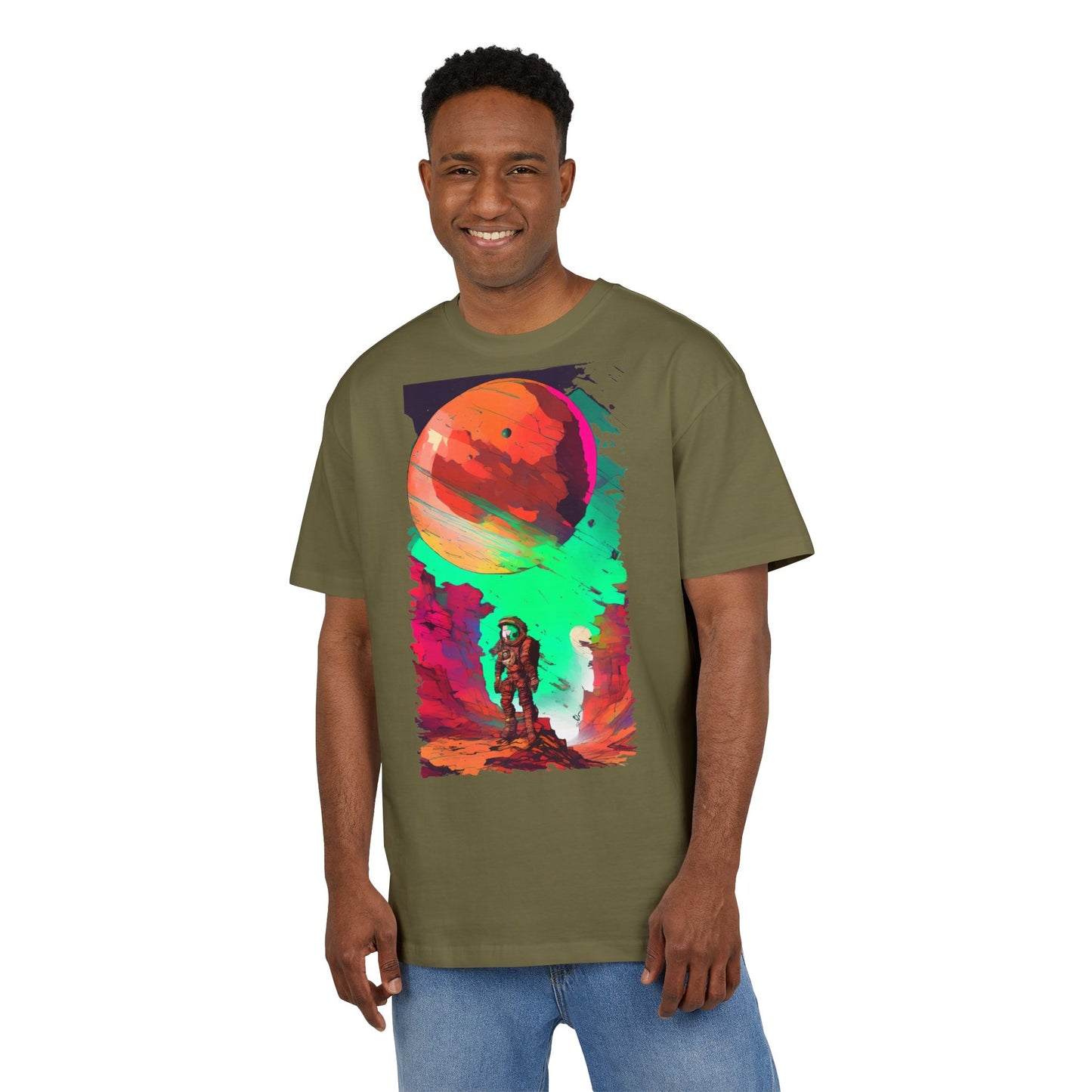 Cosmic Adventure Unisex Heavy Oversize Tee - Perfect for Space Lovers, Casual Style, Gift for Her, Him, Unique Graphic Tee, Sci-Fi Fashion