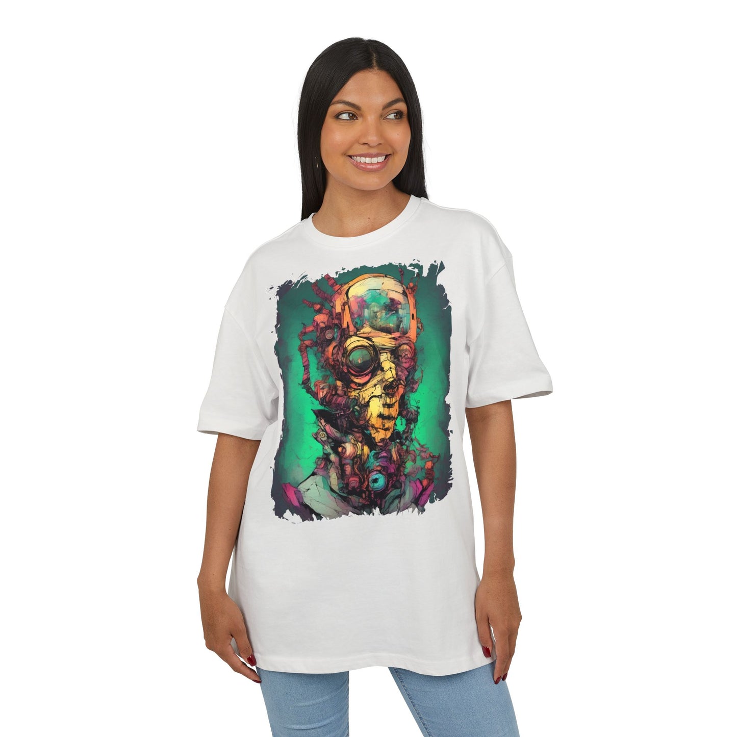 Artistic Oversize Tee Featuring Abstract Portrait, Unisex T-Shirt, Cool Graphic Tee, Streetwear Style, Unique Gifts for Art Lovers
