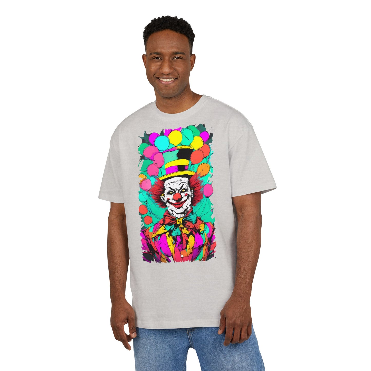 Colorful Clown Graphic Unisex Oversize Tee | Fun Wear, Festival Outfit, Circus Theme, Unique Gift, Statement Shirt