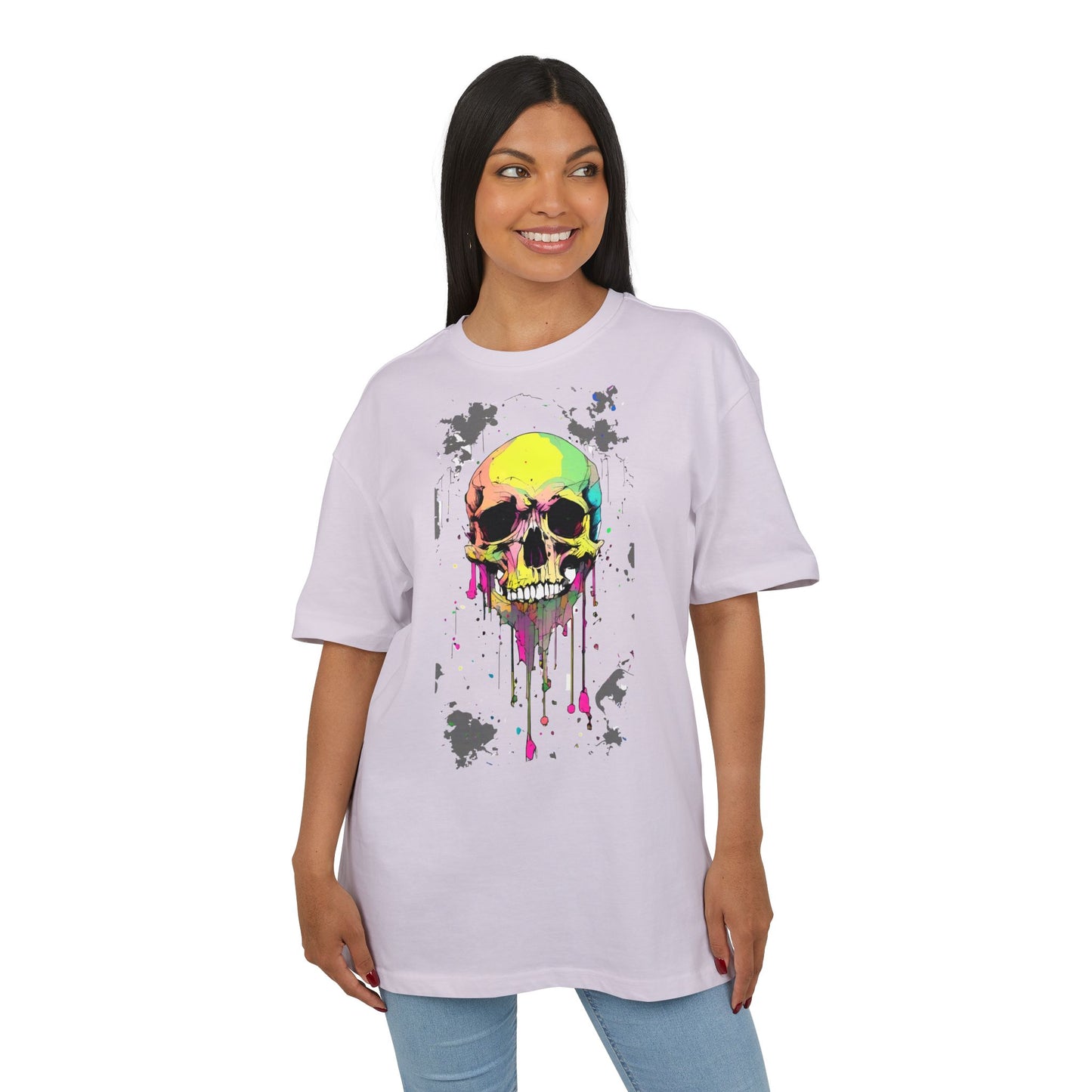 Colorful Skull Oversized Tee - Edgy Graphic Shirt for Casual Wear, Street Style, Gifts, etc.
