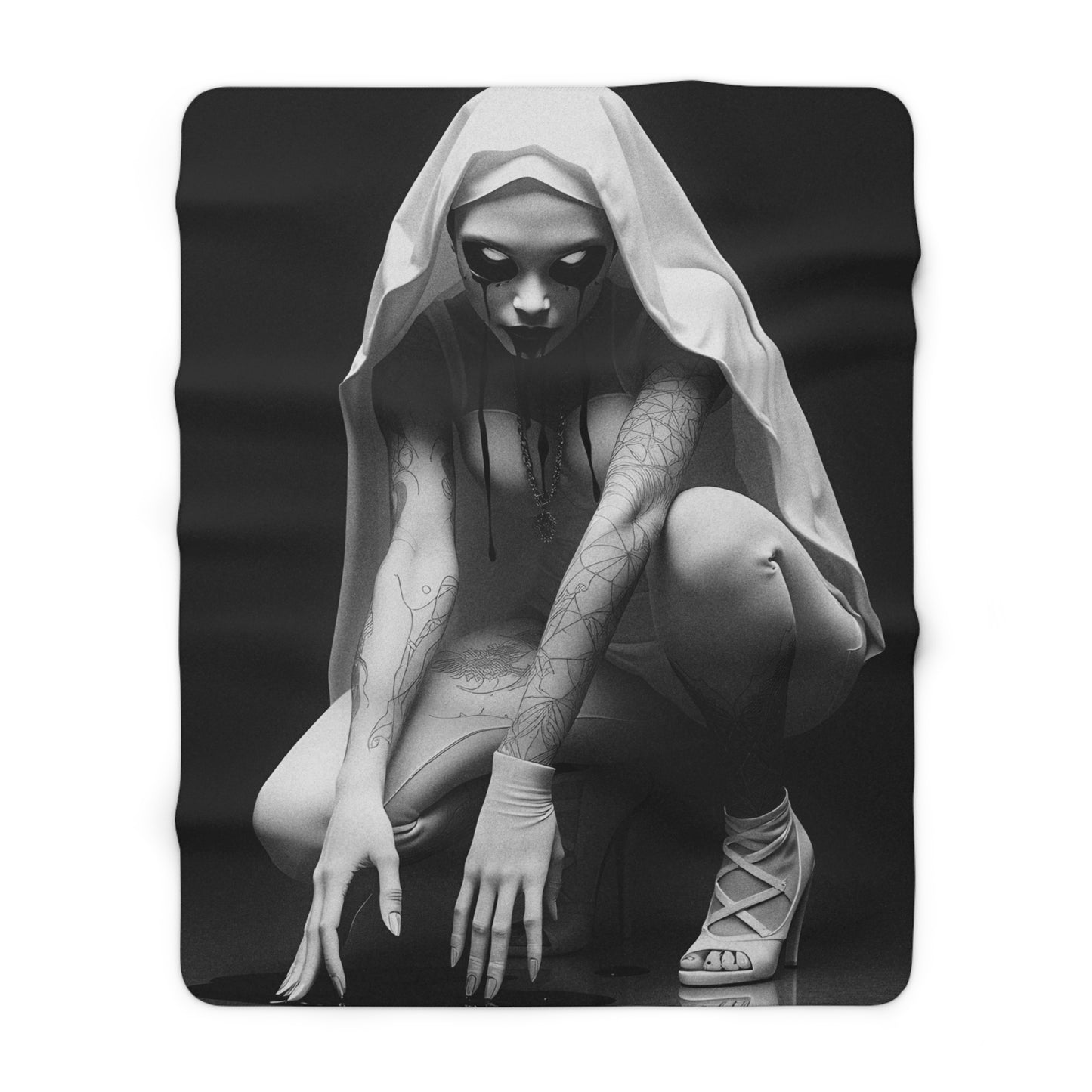 Gothic Sherpa Fleece Blanket - Cozy Horror Decor