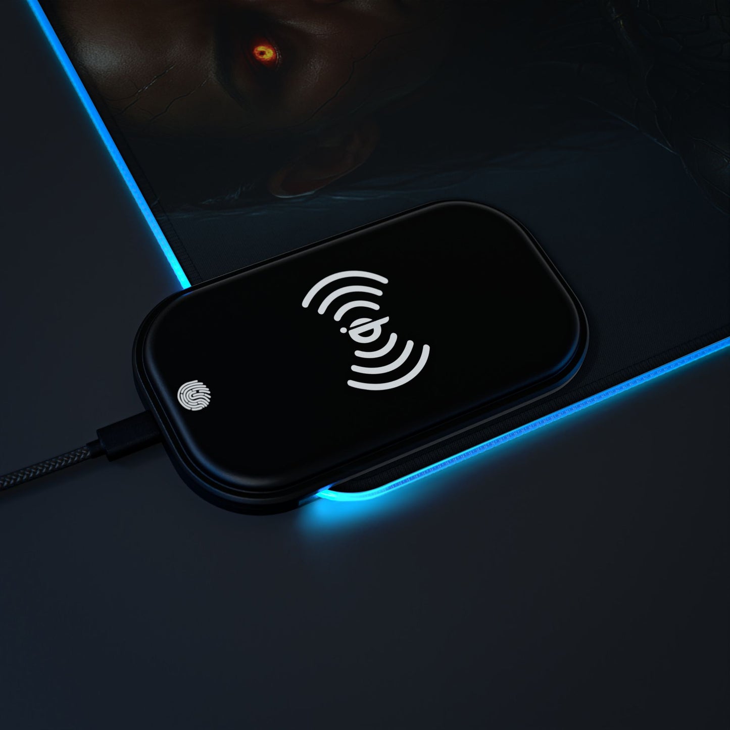 LED Gaming Mouse Pad with Wireless Charging - Game Over Design, Computer Accessory, Gamer Gift, Desk Decor, LED Light Pad, Gaming Desk
