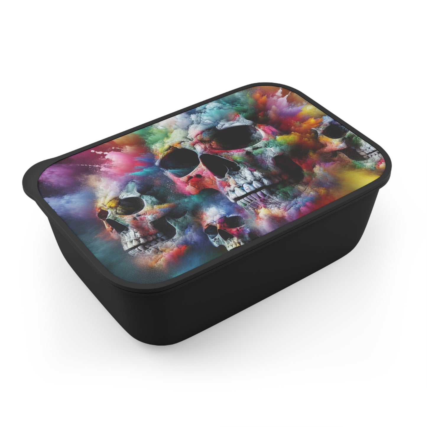 Colorful Skull Design Bento Box with Band and Utensils, Eco-Friendly Lunch Container, Perfect for Festivals, Halloween, Picnic