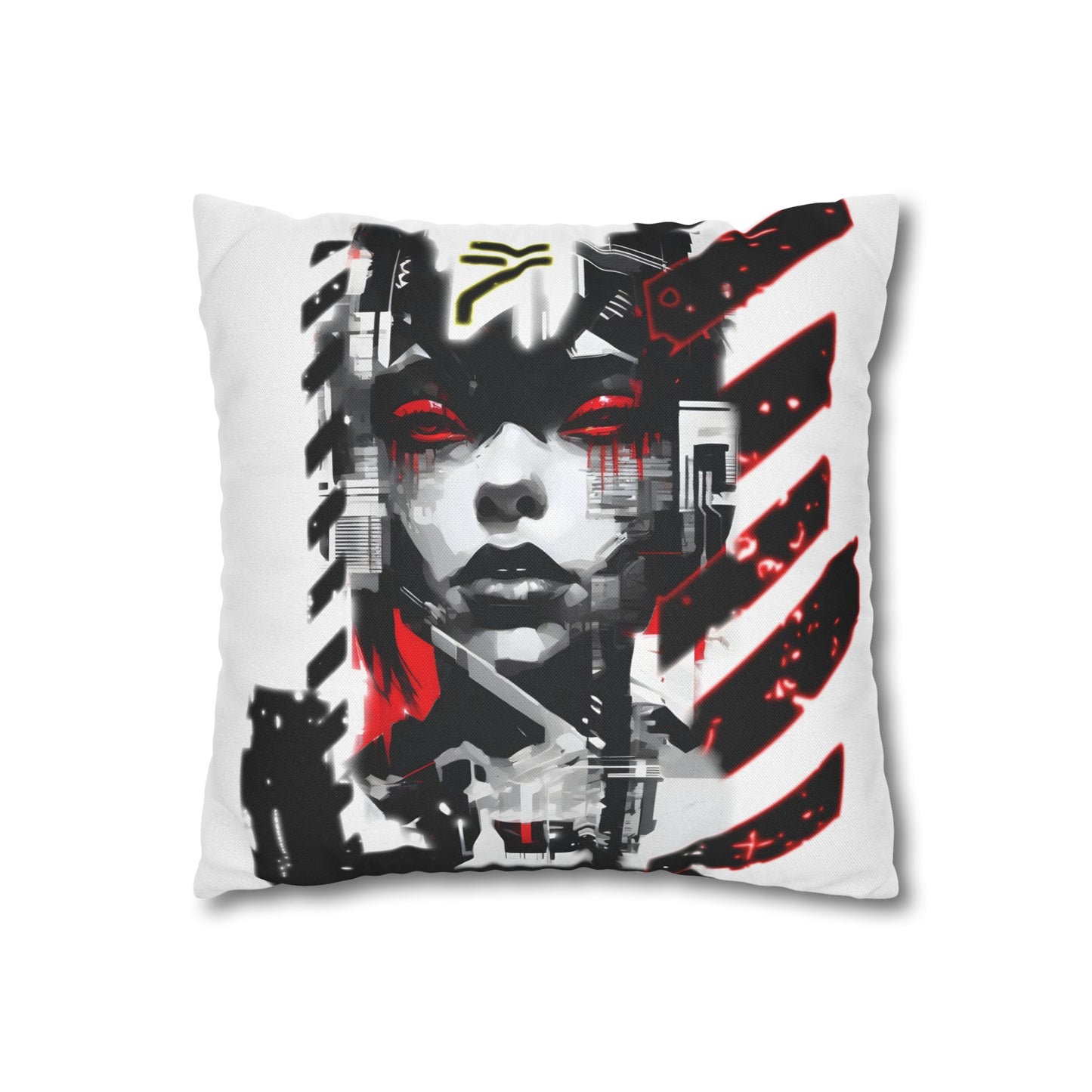 Bold Graphic Pillowcase, Unique Decorative Cushion Cover for Modern Home, Cyberpunk Art Decor, Gift for Art Lovers, Stylish Throw Pillow
