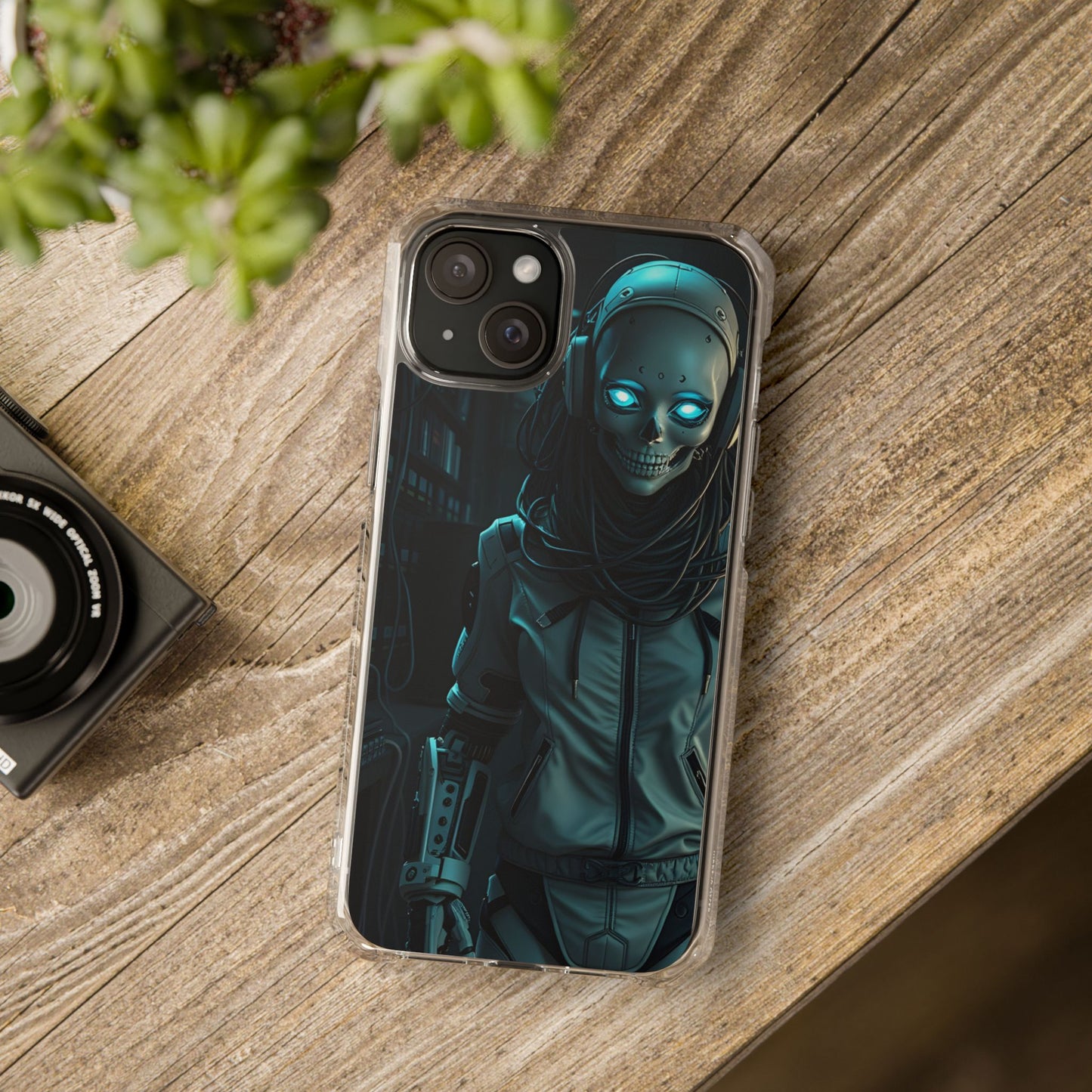 Futuristic Robot Phone Case, Magnetic Clear Impact Case, Unique Gift for Tech Lovers, Protective Smartphone Accessory, Cyberpunk Style