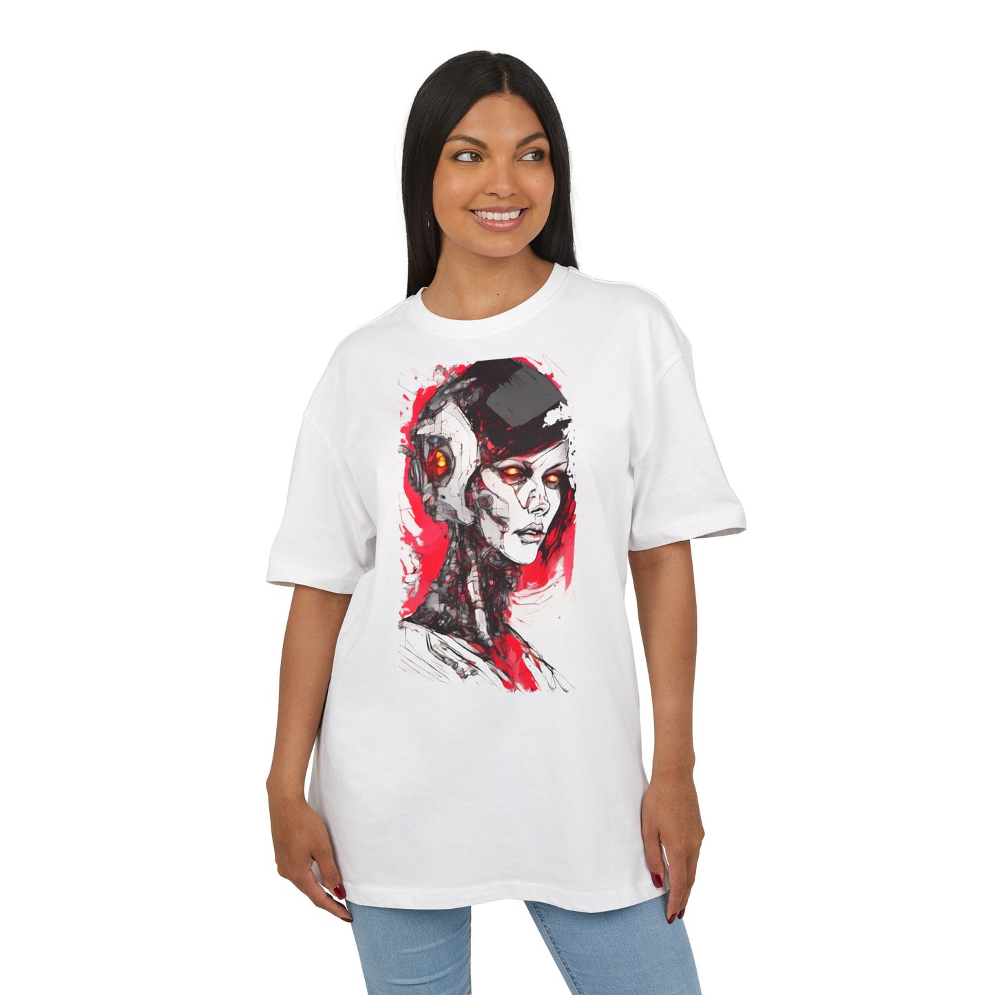Cyberpunk-Inspired Unisex Heavy Oversize Tee | Graphic Tee, Streetwear, Gift for Gamers, Unique Fashion, Modern Art Apparel