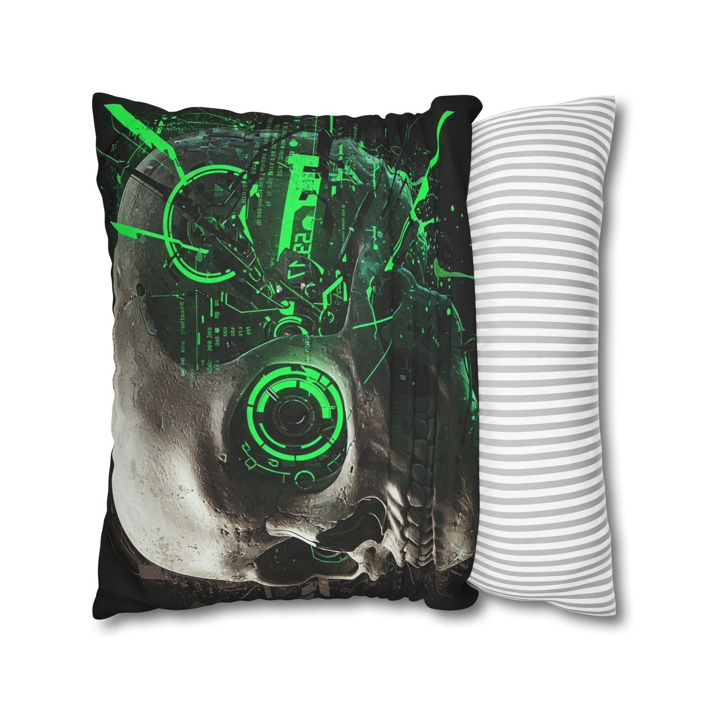Futuristic Skull Pillowcase - Edgy Home Decor, Gothic Accessories, Cyberpunk Living Room, Halloween Decorations, Unique Gift Idea