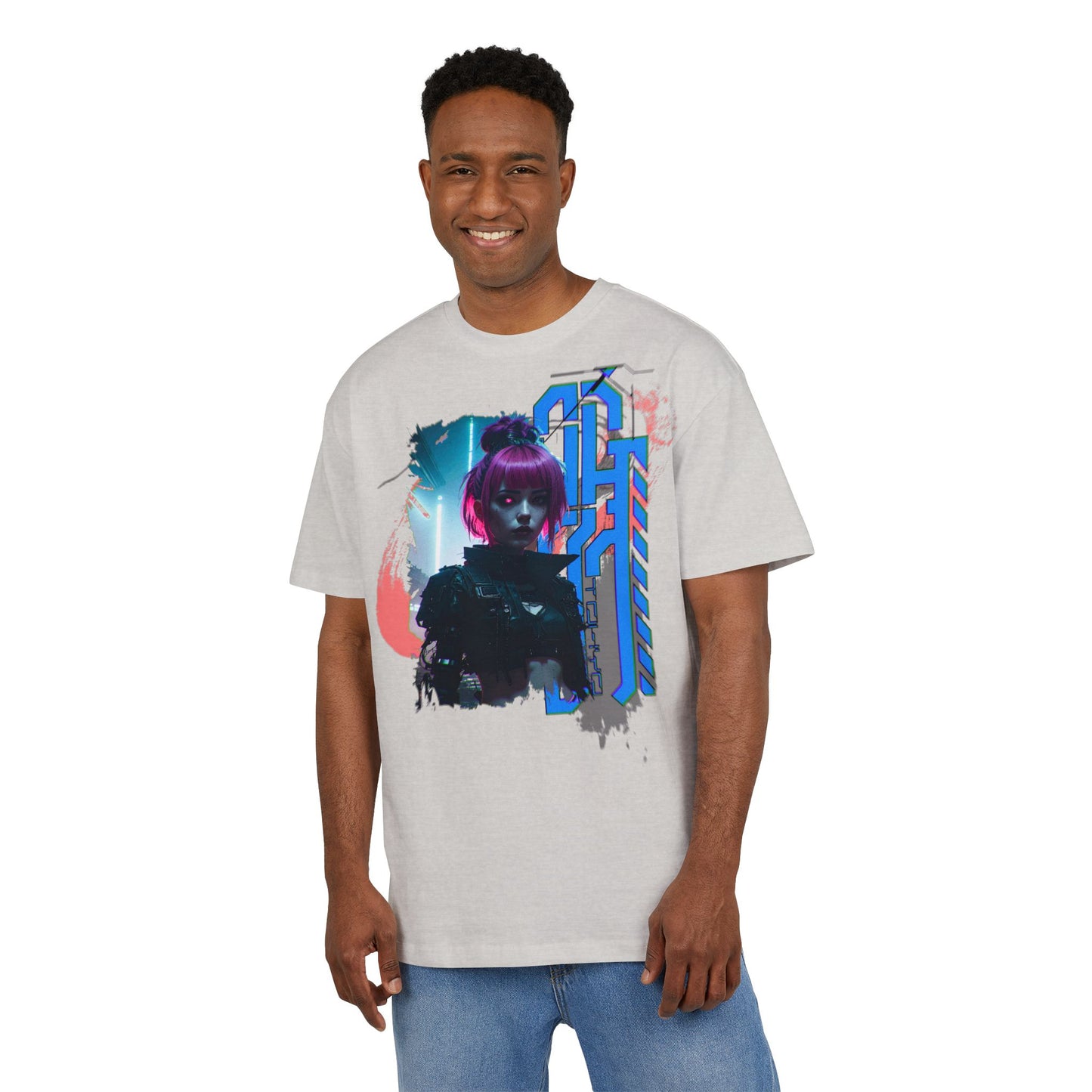 Cyberpunk Aesthetic Unisex Heavy Tee, Streetwear Style Shirt for Teens, Graphic Tee for Gaming, Cozy Casual Wear, Gift for Sci-Fi Lovers