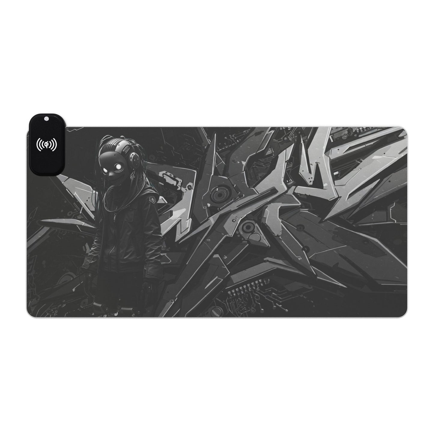 LED Gaming Mouse Pad with Wireless Charging - Cyberpunk Design, Perfect for Gamers