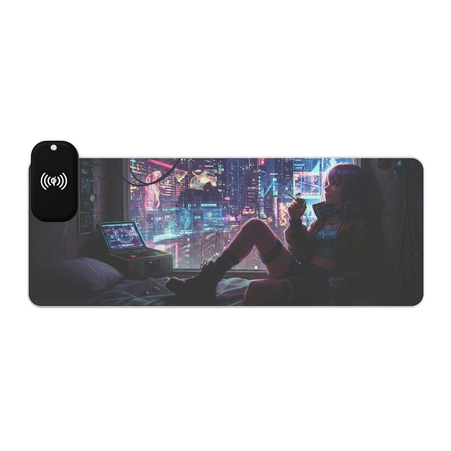 LED Gaming Mouse Pad with Wireless Charging - Futuristic Gamer Desk Accessory, RGB Desk Mat, Gaming Setup Decor, Perfect for Gifts