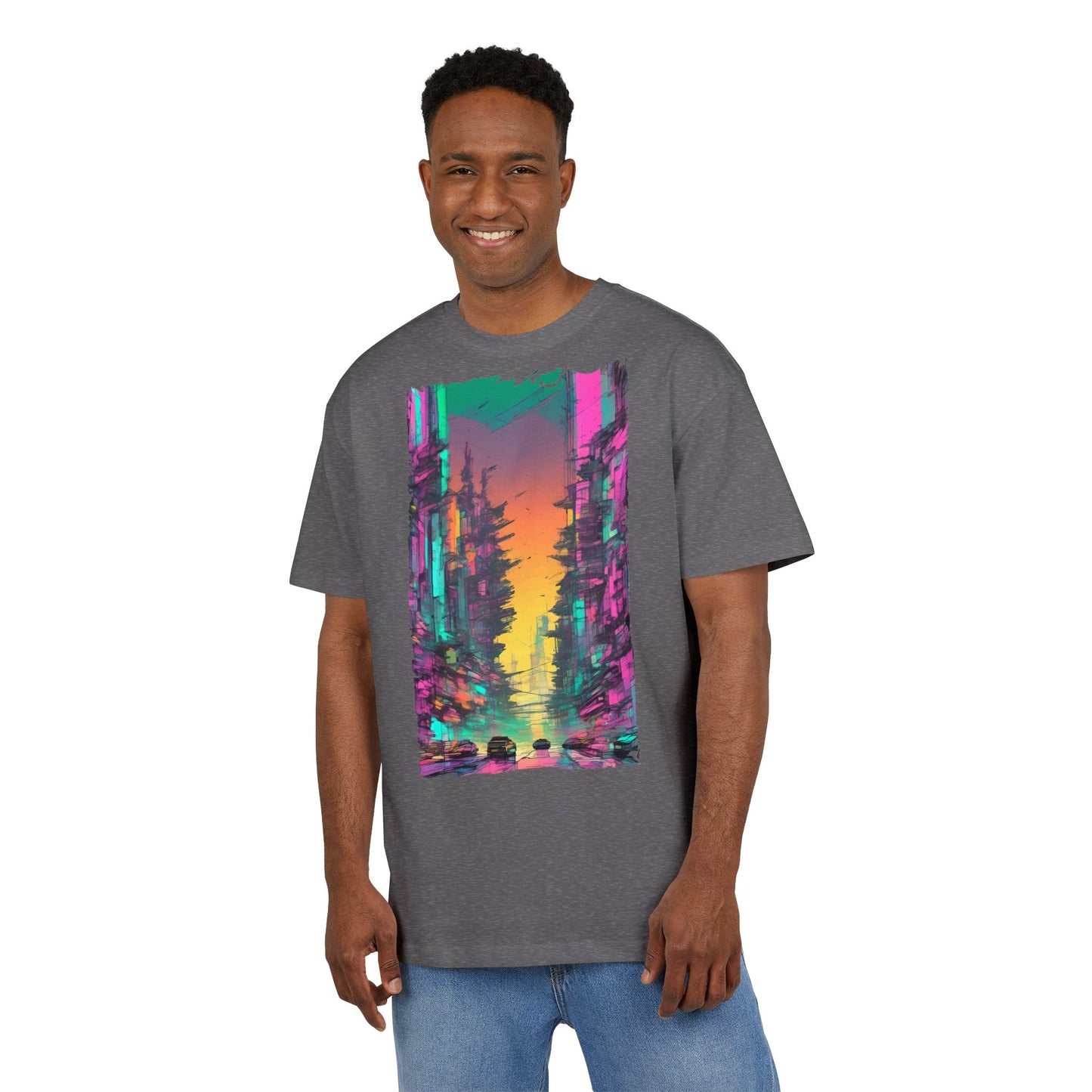 Vibrant Nature Sunset Unisex Oversize Tee, Cozy Graphic Shirt for Nature Lovers, Trendy Casual Wear, Gift for Friends, Summer Fashion