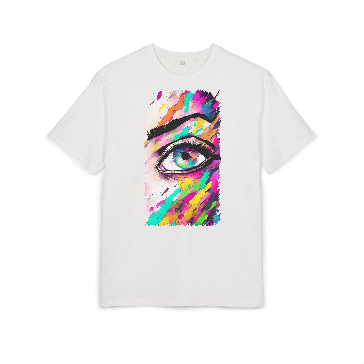 Colorful Eye Graphic Unisex Heavy Oversize Tee, Artistic T-Shirt, Casual Wear, Gift for Art Lovers, Streetwear Trends, Vibrant Style