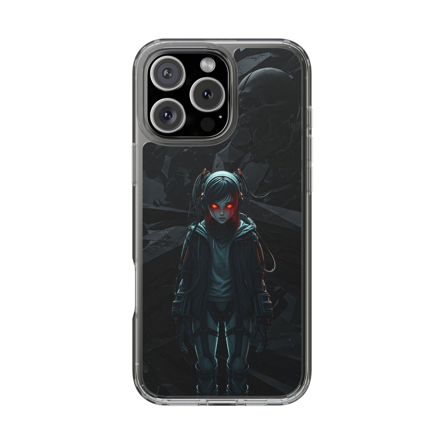 Futuristic Clear Phone Case with Cyberpunk Design - Edgy and Stylish