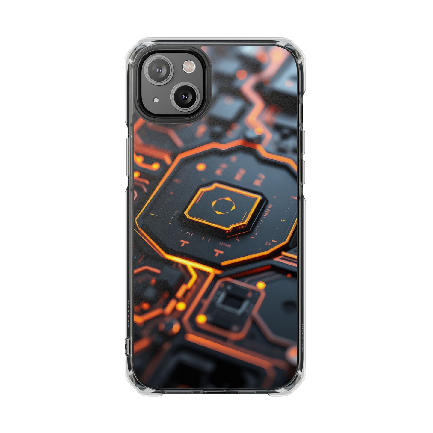 Futuristic Magnetic Phone Case, Clear Impact Case, Stylish Tech Accessory, Gifts for Tech Enthusiasts, Unique Phone Cover