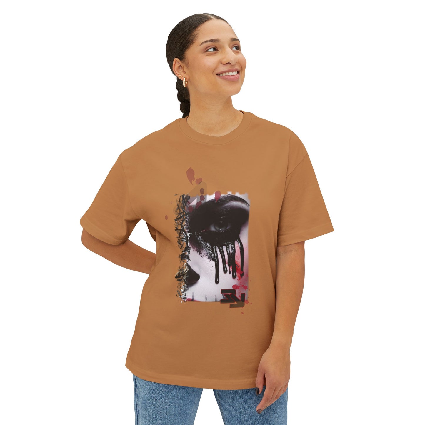 Chic Oversized Graphic Tee - Edgy Art Shirt, Casual Everyday Wear, Fashion Statement, Gift for Art Lovers, Unisex Street Style
