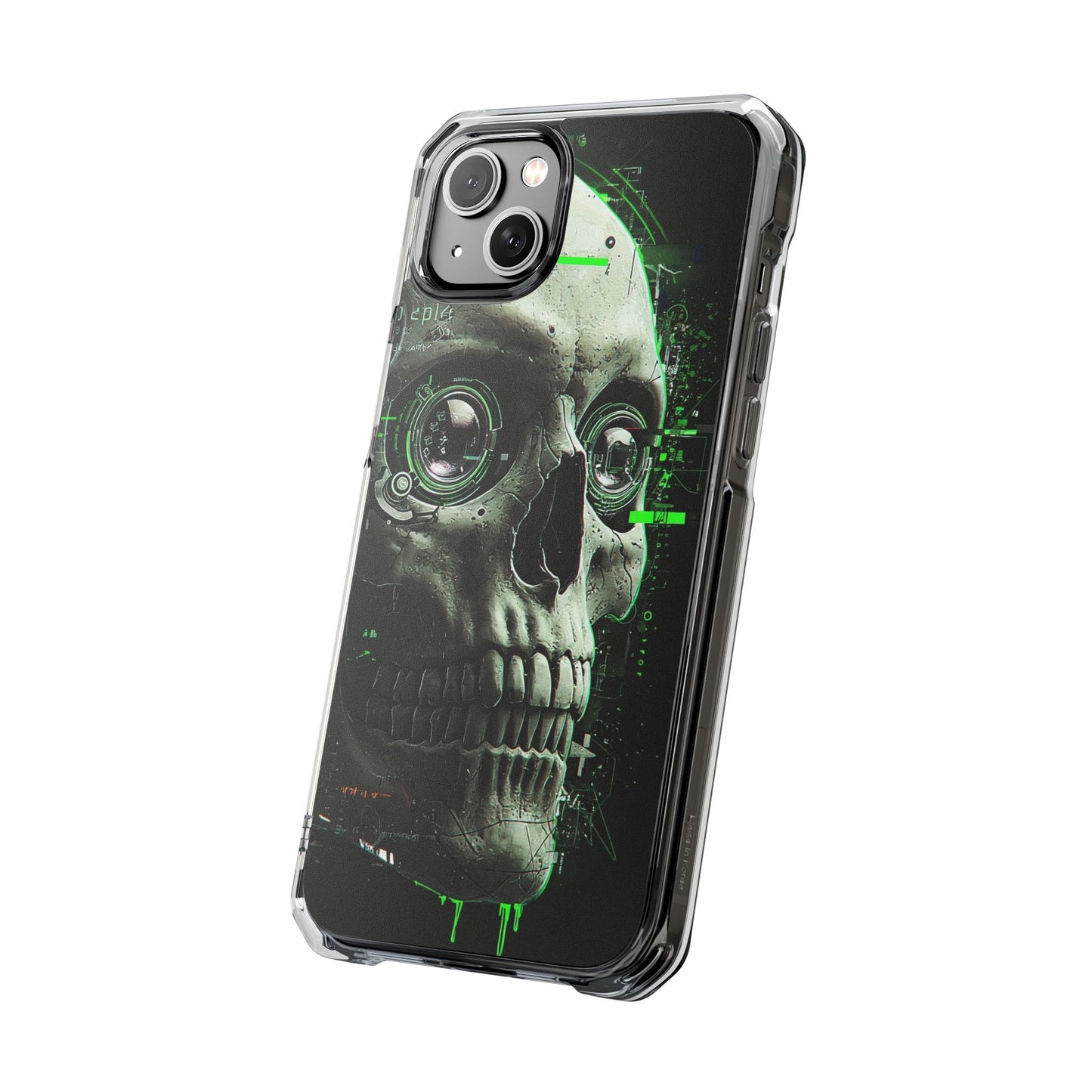 Gothic Skull Phone Case, Cyberpunk Design, Clear Impact Protection, Unique Gift for Him, Halloween Accessories, Tech Lover