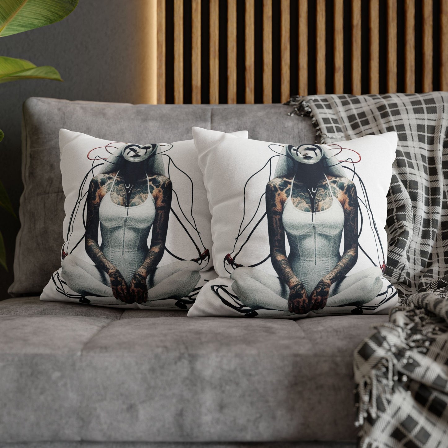 Unique Artistic Pillowcase with Futuristic Design, Decorative Cushion Cover for Home Decor, Gift for Art Lovers, Cozy Living Room Accessory