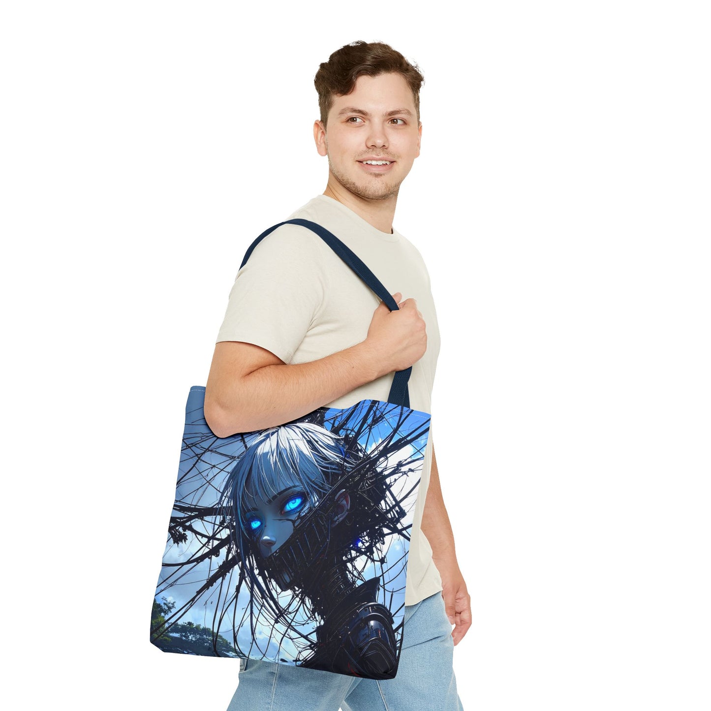 Futuristic Anime Tote Bag, Stylish Carry-All, Art Lover Gift, Unique Graphic Design Tote, Everyday Use Bag, Perfect for Shopping