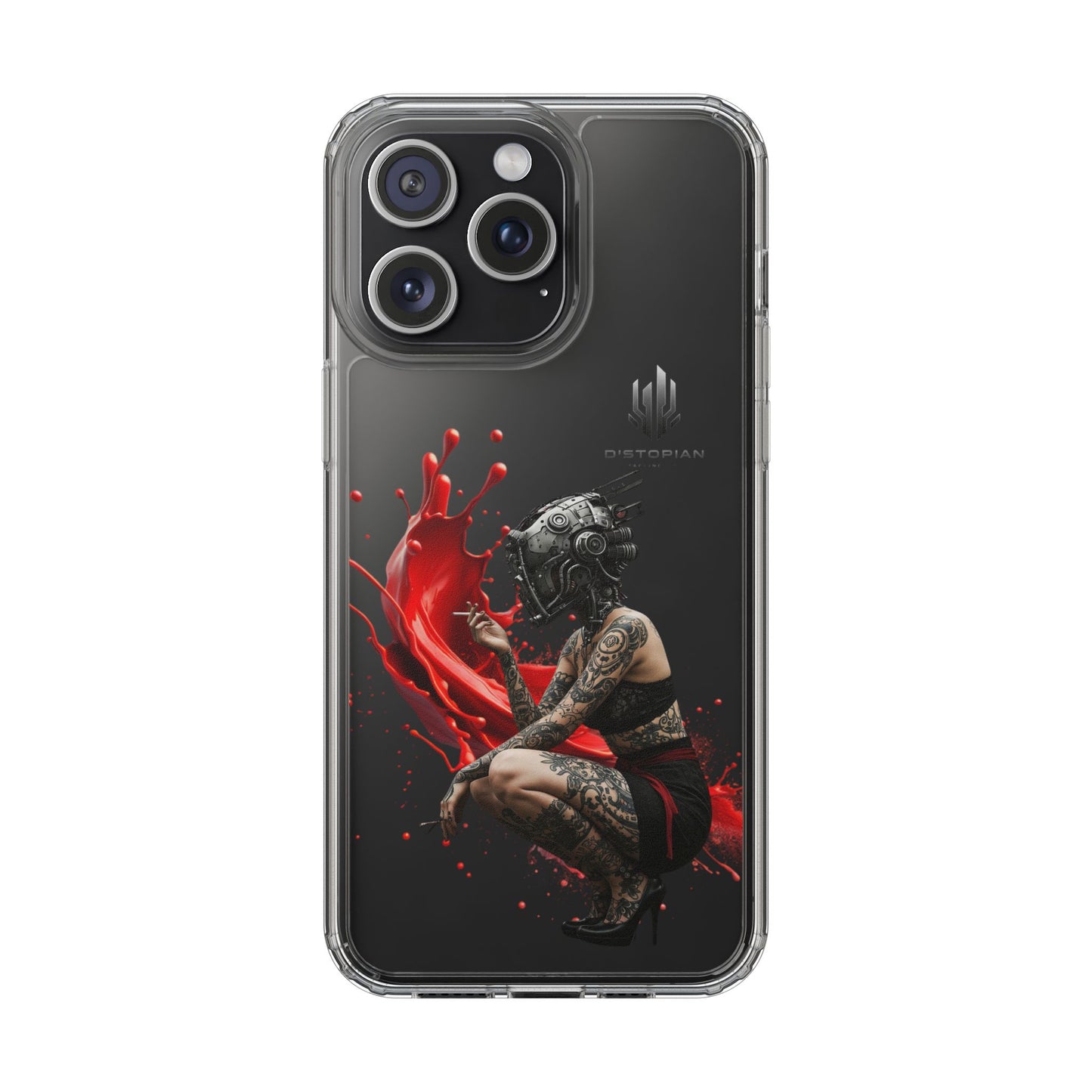 Dystopian Art Clear Phone Case - Futuristic Style with Bold Design