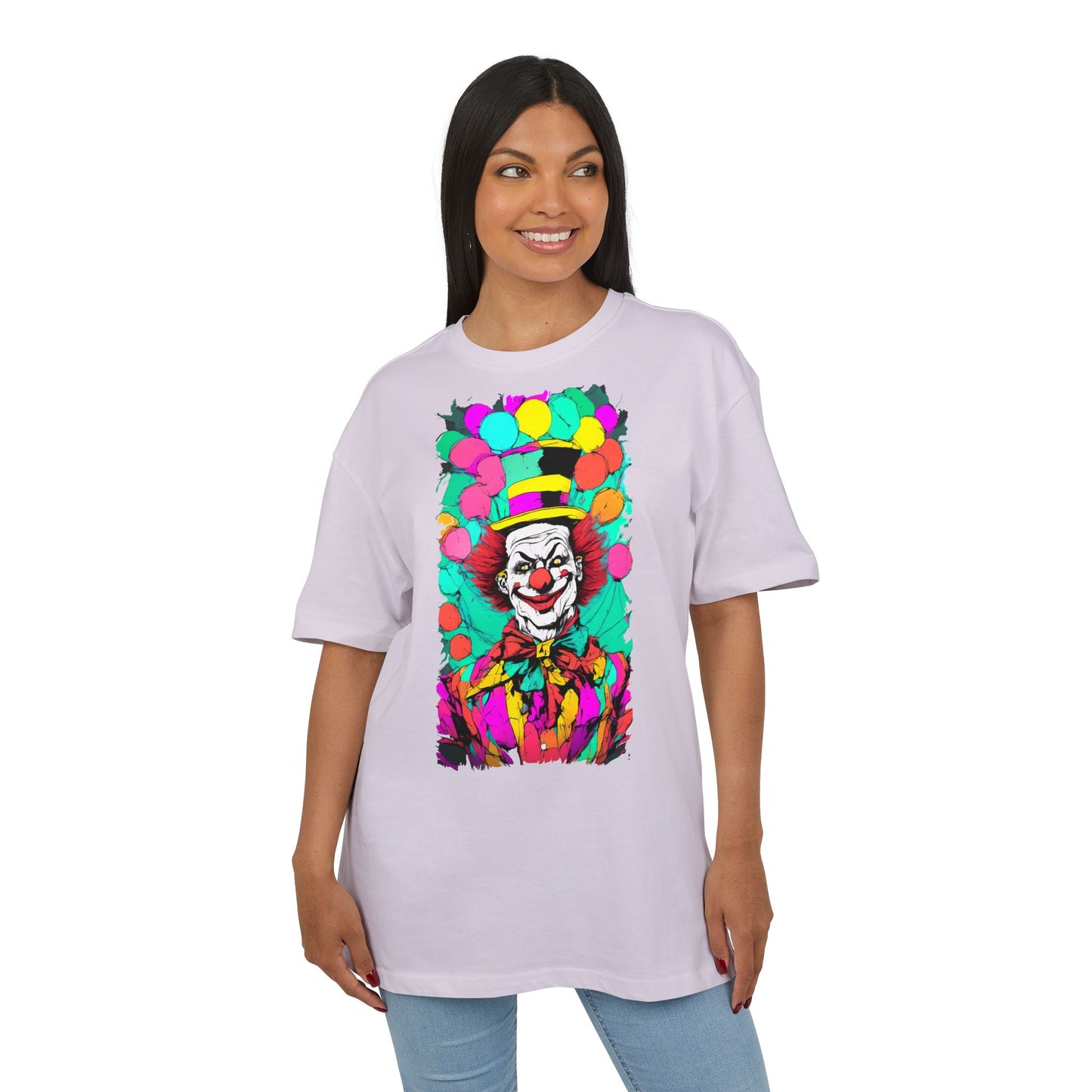 Colorful Clown Graphic Unisex Oversize Tee | Fun Wear, Festival Outfit, Circus Theme, Unique Gift, Statement Shirt