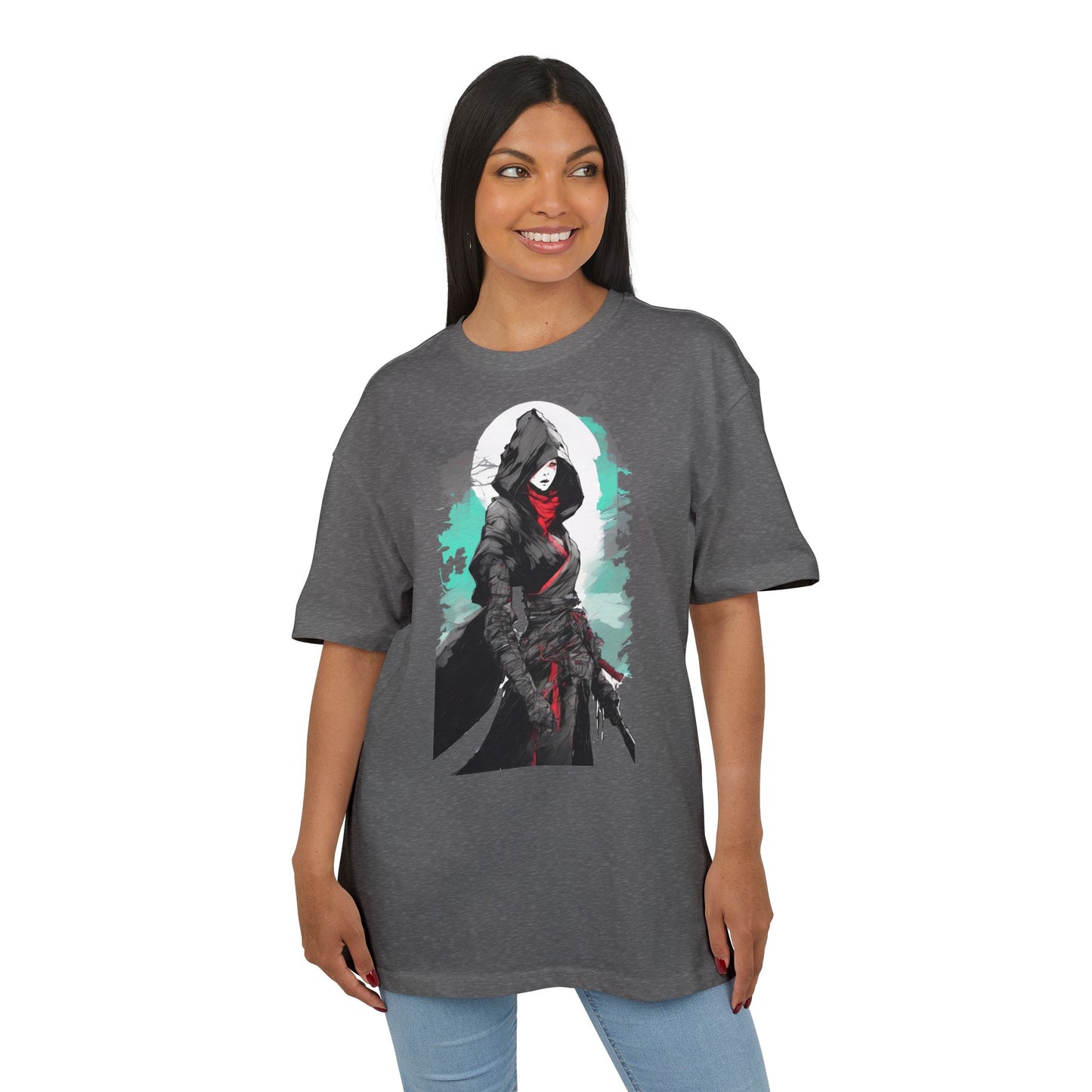 Hooded Warrior Oversize Tee | Unisex Graphic Shirt | Comfortable Casual Wear | Perfect for Comic Con, Gift for Gamers, Streetwear Fashion