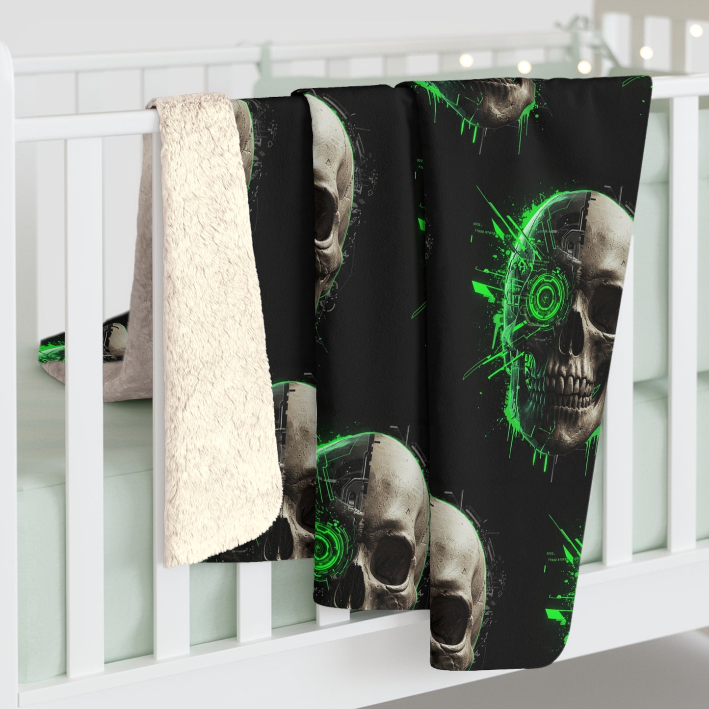 Gothic Skull Sherpa Fleece Blanket - Cozy & Edgy Home Decor