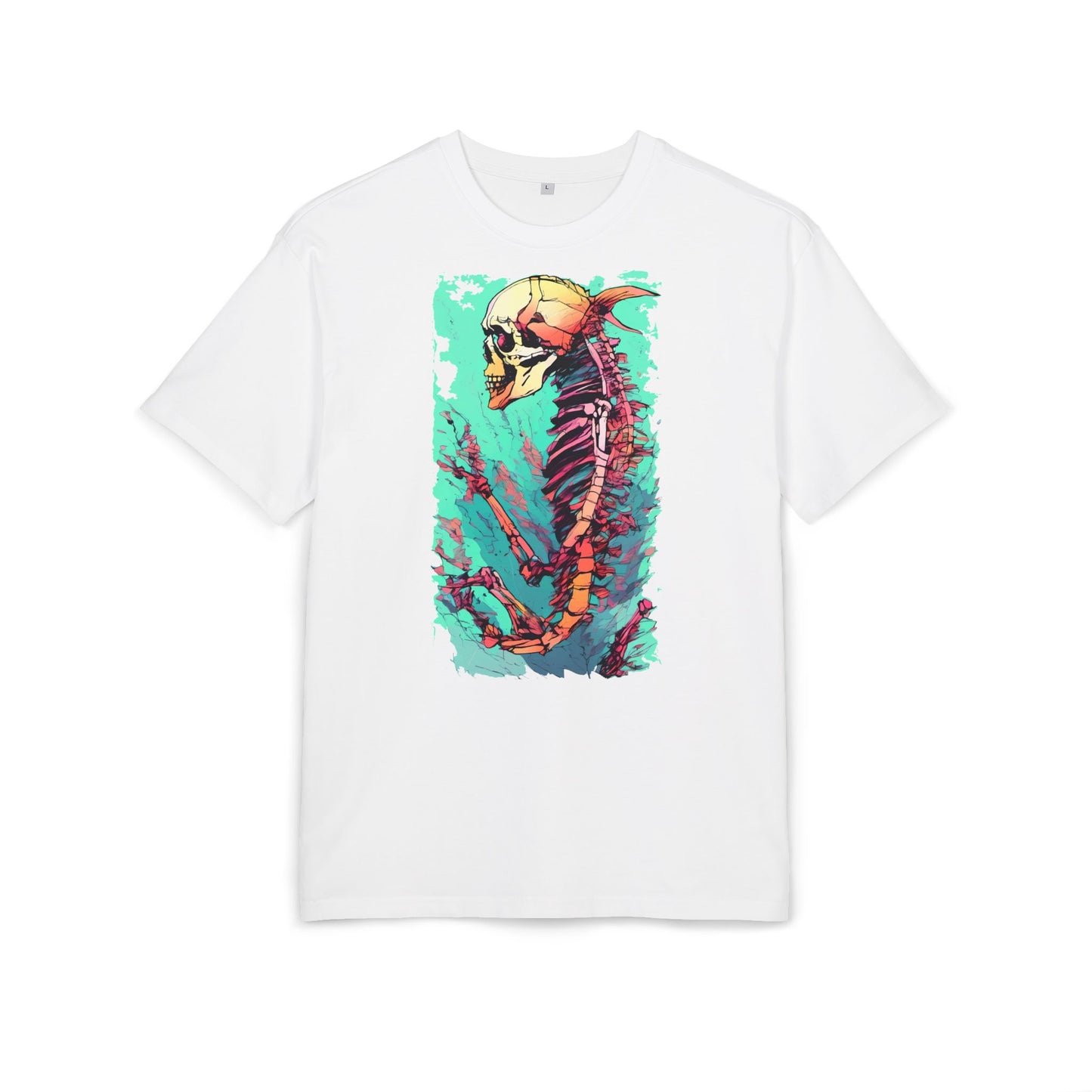 Colorful Skeleton Art Unisex Heavy Oversize Tee | Graphic Tee, Skeleton Shirt, Artsy Gift, Halloween Apparel, Trendy Streetwear