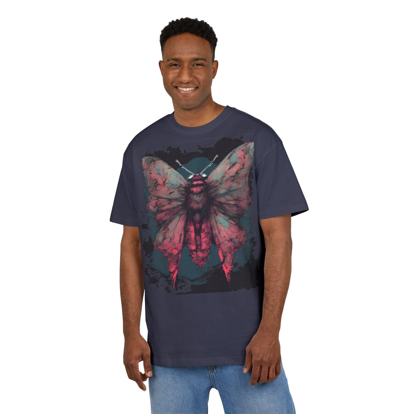 Aesthetic Moth Graphic Oversize Tee, Casual Style Shirt, Unique Gift, Eco-Print Tee, Art Lover Fashion, Nature-Inspired Top