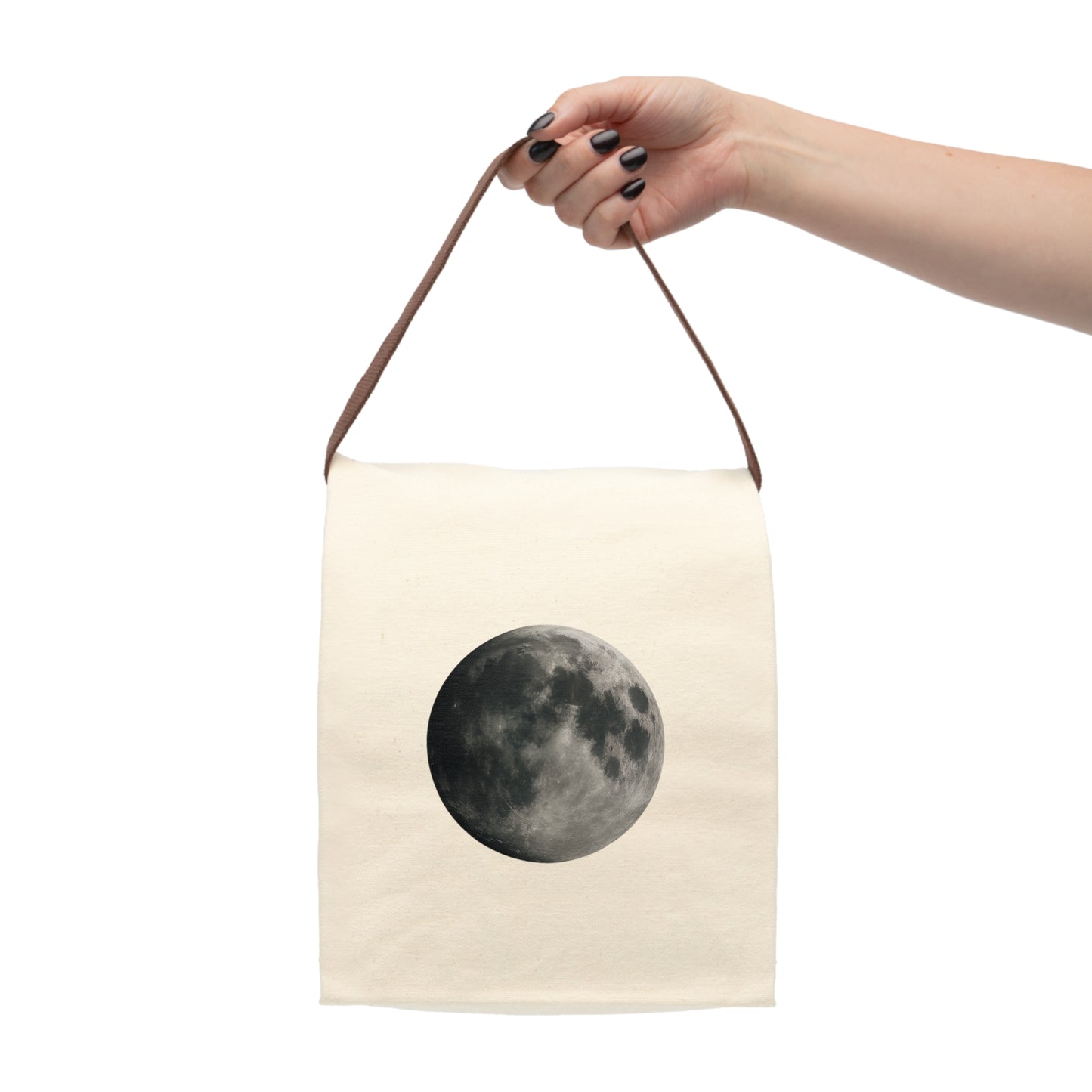Moon Print Canvas Lunch Bag, Eco-Friendly Tote, School Lunch Organizer, Unique Gift for Kids, Picnic Accessory