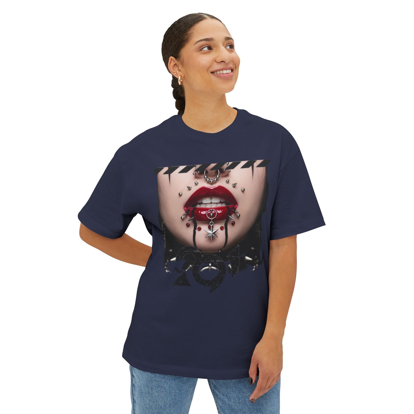 Chic Graphic Tee, Edgy Streetwear Top, Unisex Oversized T-Shirt, Artsy Casual Style, Fashion Statement Tee
