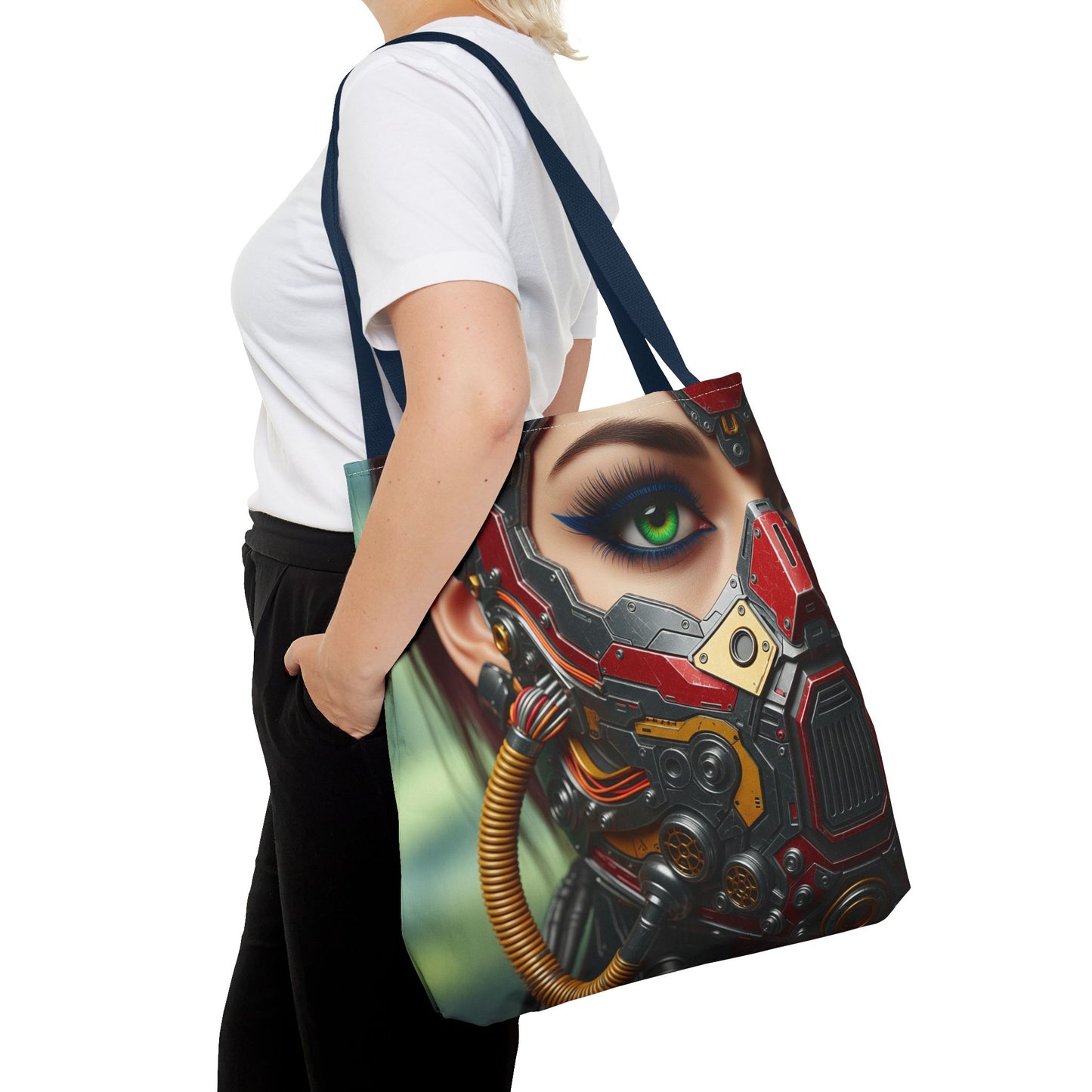 Futuristic Cybernetic Tote Bag, Eco-Friendly Shopper, Tech Enthusiast Gift, Fashionable Carryall, Sci-Fi Lovers Accessory