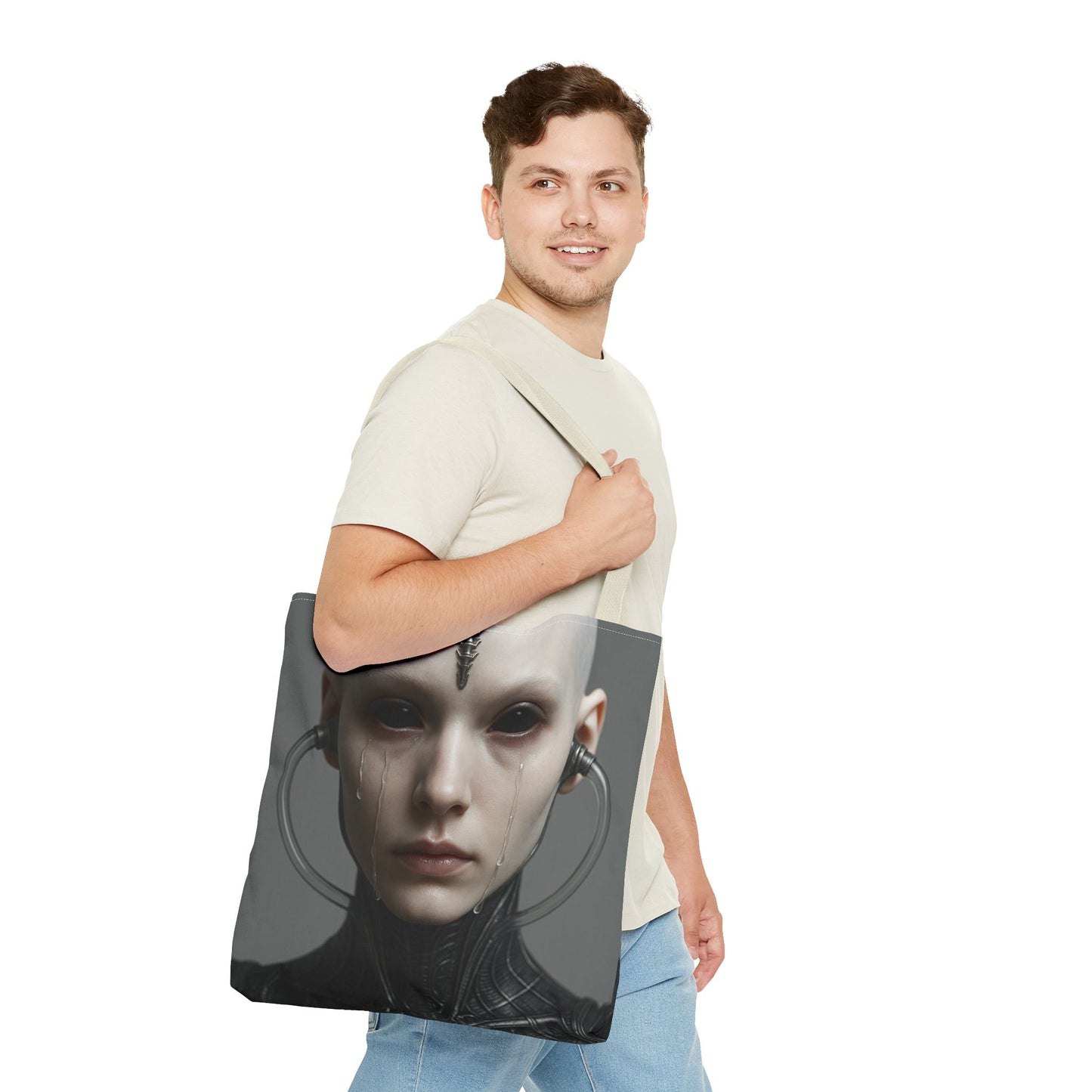 Futuristic AOP Tote Bag | Sci-Fi Style for Everyday Use, Gift for Geek Culture, Urban Accessories, Fashionable Shopping Bag