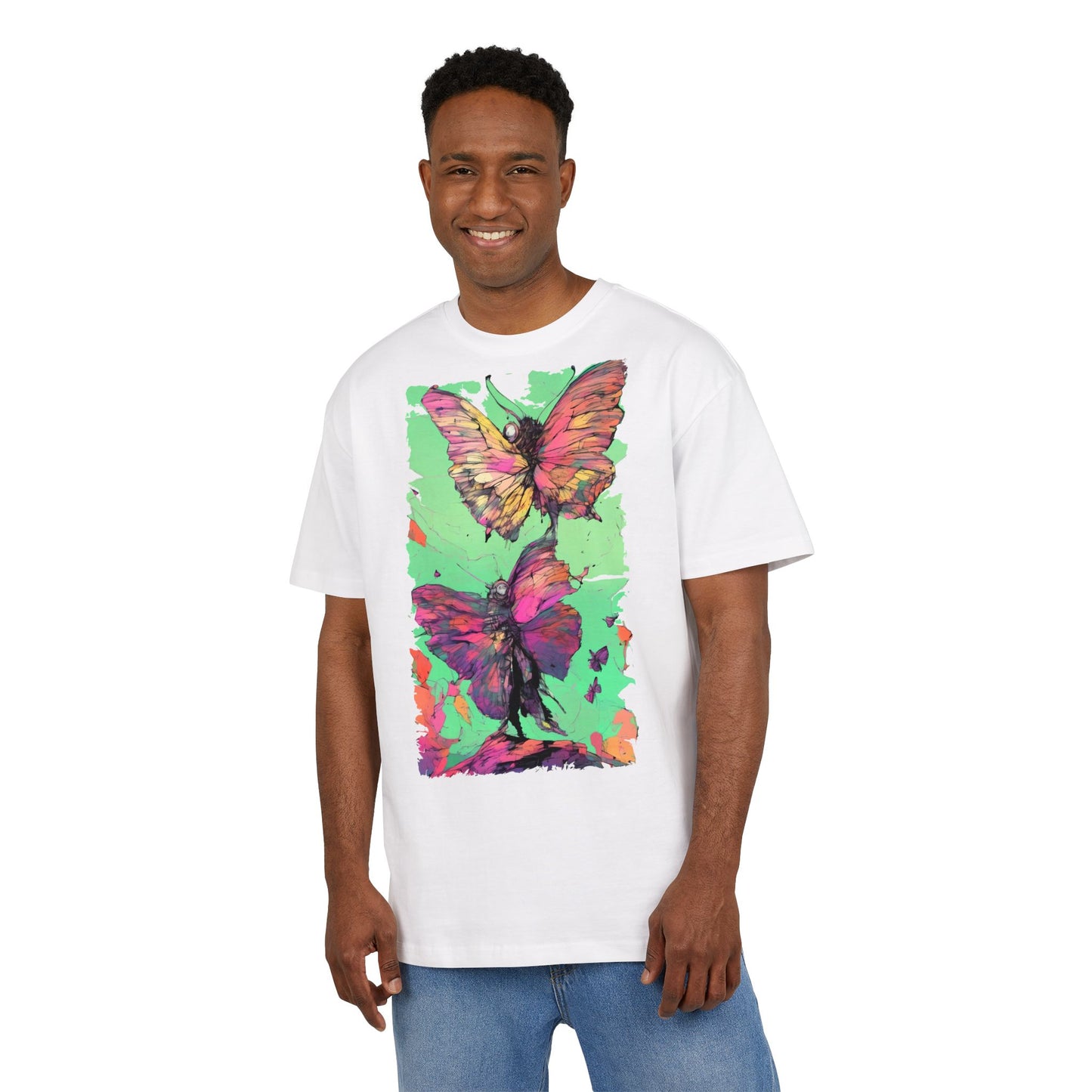 Colorful Butterfly Oversized Tee | Boho Style Tee, Spring Fashion, Nature Lover Gift, Festival Wear, Unique Graphic Shirt