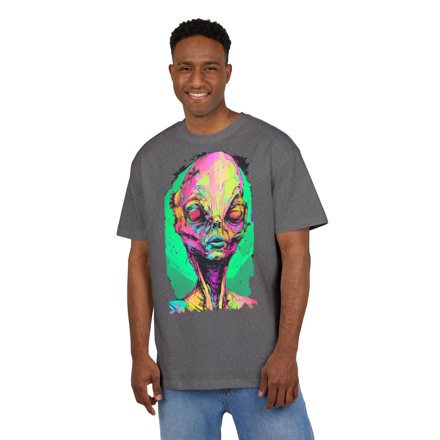 Alien Art Oversize Tee, Graphic Tee, Unisex T-Shirt, Casual Wear, Unique Gift for Sci-Fi Lovers