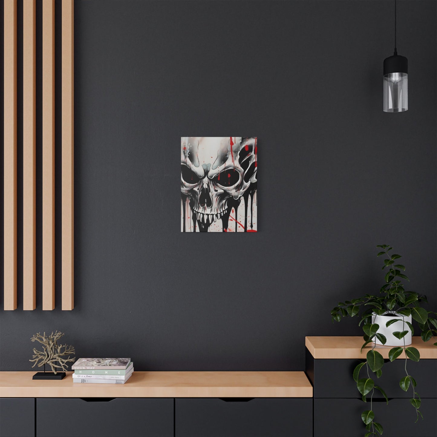 Skull Canvas Art, Edgy Wall Decor for Gothic, Halloween, and Alternative Aesthetics, Perfect for Home or Studio
